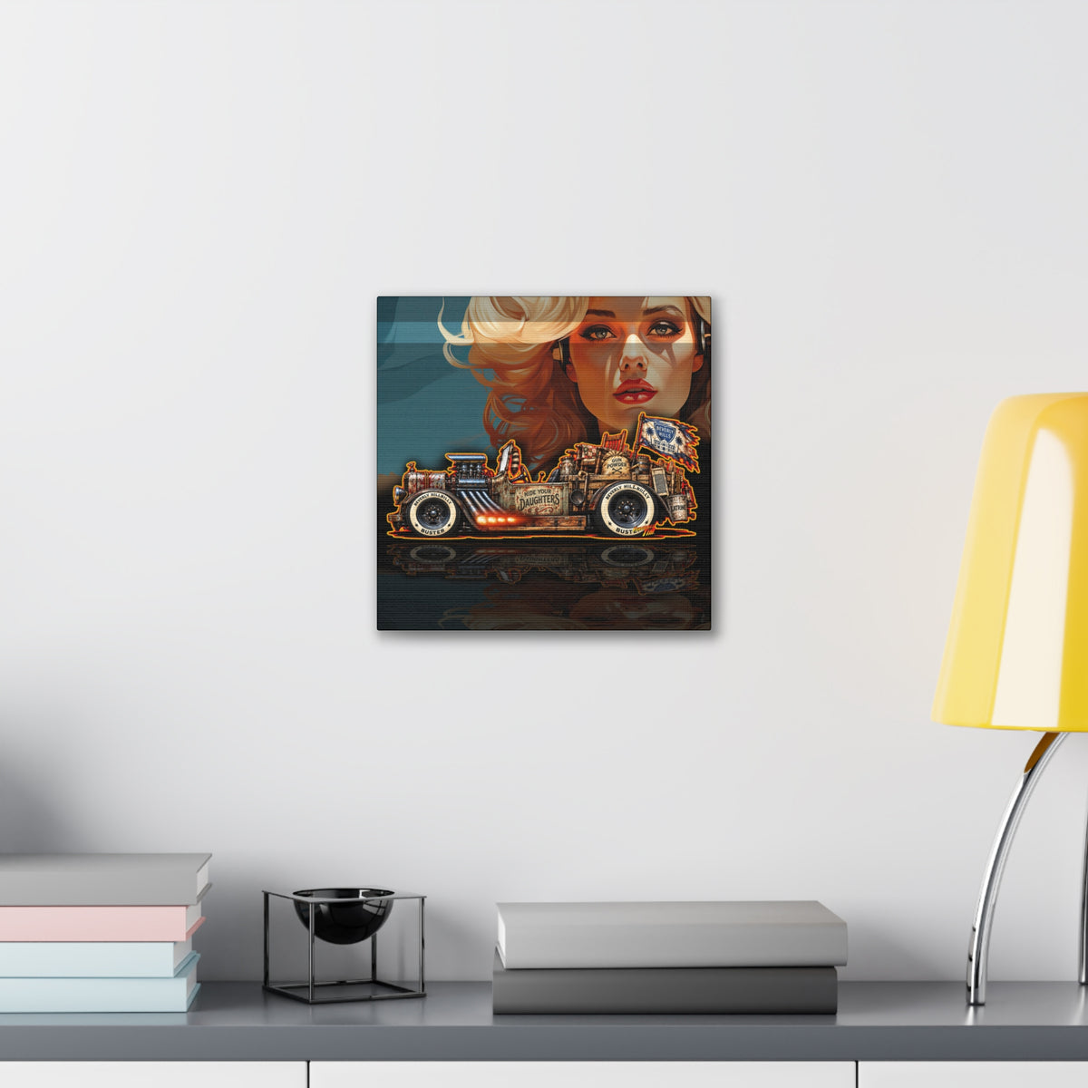 BEVERLY HILLBILLIES Hillbilly Buster Hot Rod Collectible Fireball Art Canvas Stretched Print
