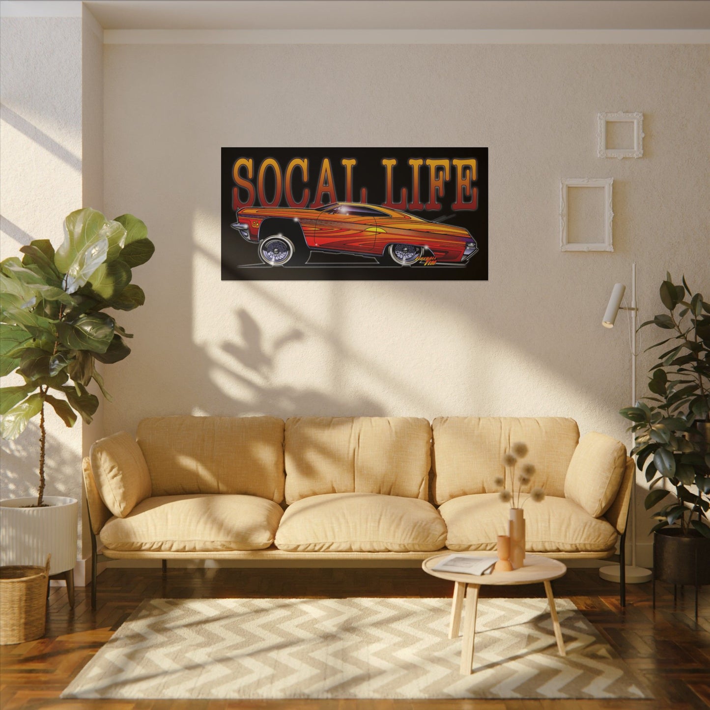CHEVY IMPALA LOWRIDER Fireball Art Canvas Print