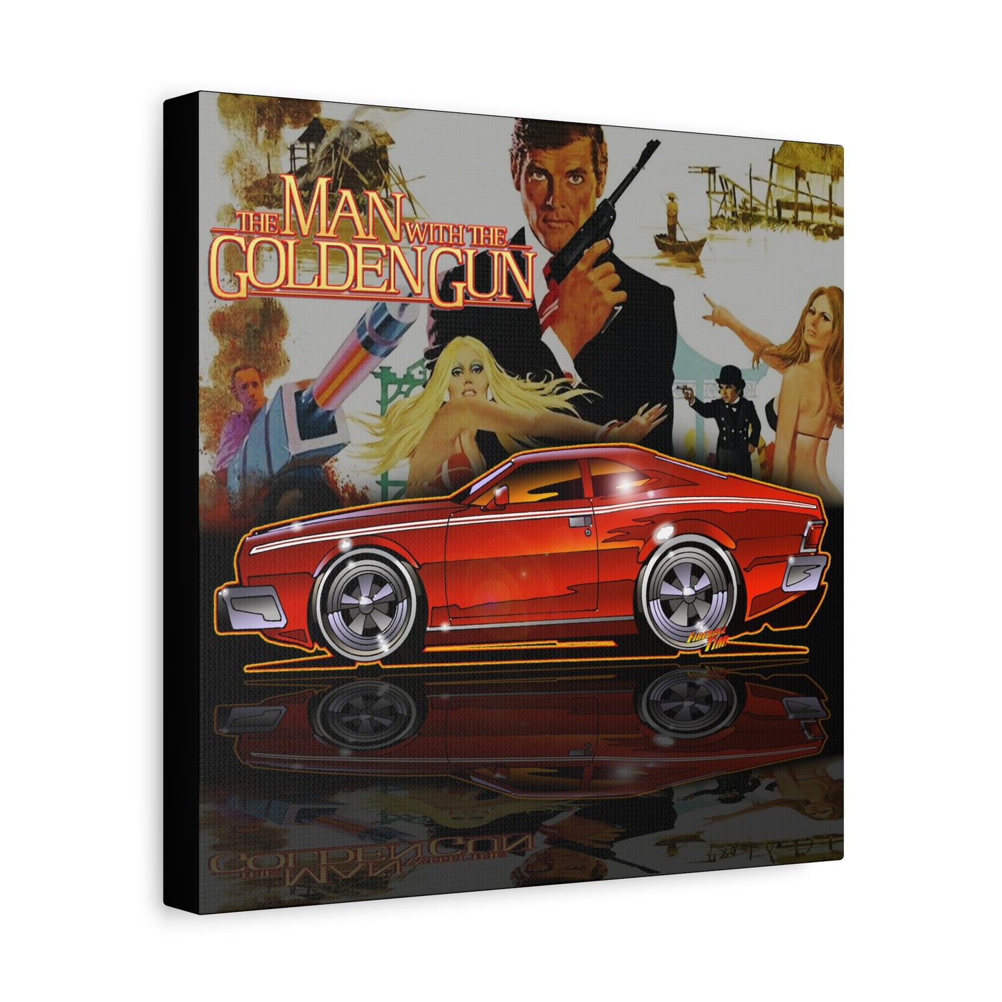MAN WITH THE GOLDEN GUN AMC Hornet James Bond Fireball Art Canvas Print