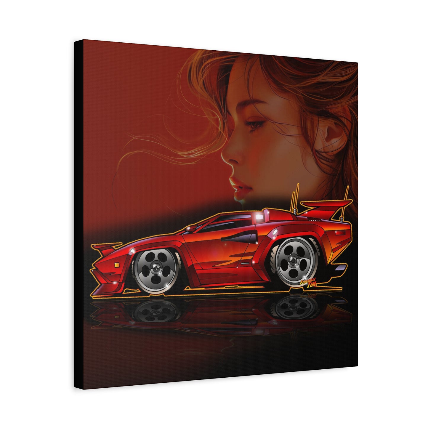 CANNONBALL RUN LAMBORGHINI COUNTACH Fireball Art Canvas Print