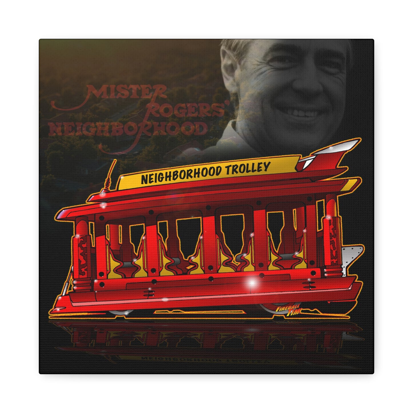 MISTER ROGERS NEIGHBORHOOD TROLLEY Canvas Art Wall Print - 12X12