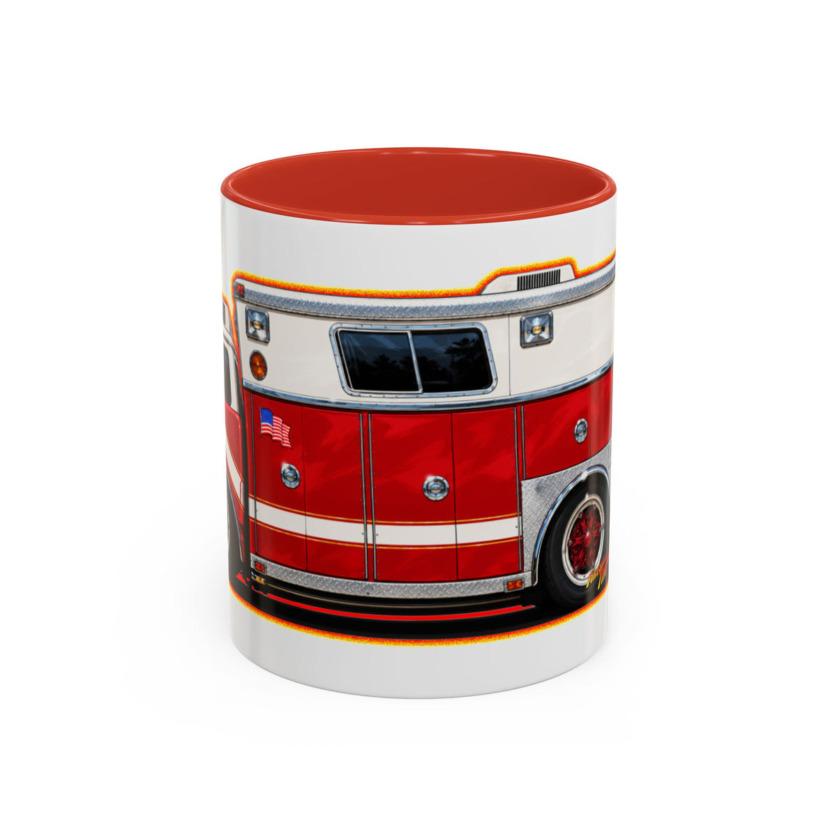 FIRE TRUCK Collectible Fireball Art Coffee Mug - 2 Sizes