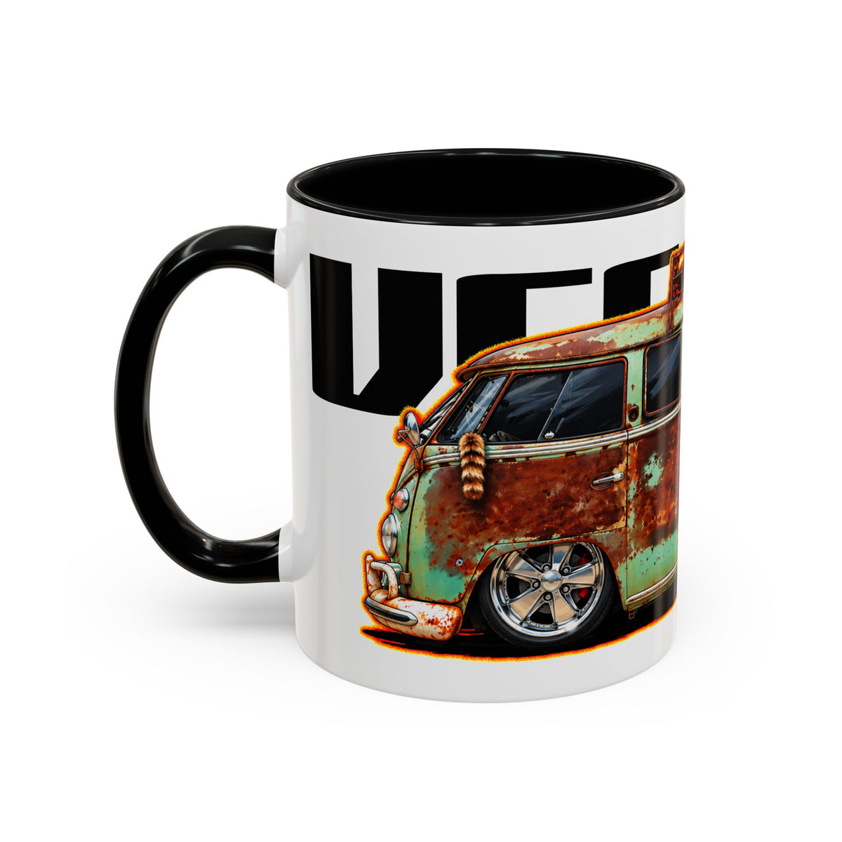 KUSTOM VW VOLKSWAGEN BUS Collectible Fireball Art Coffee Mug - 2 Sizes