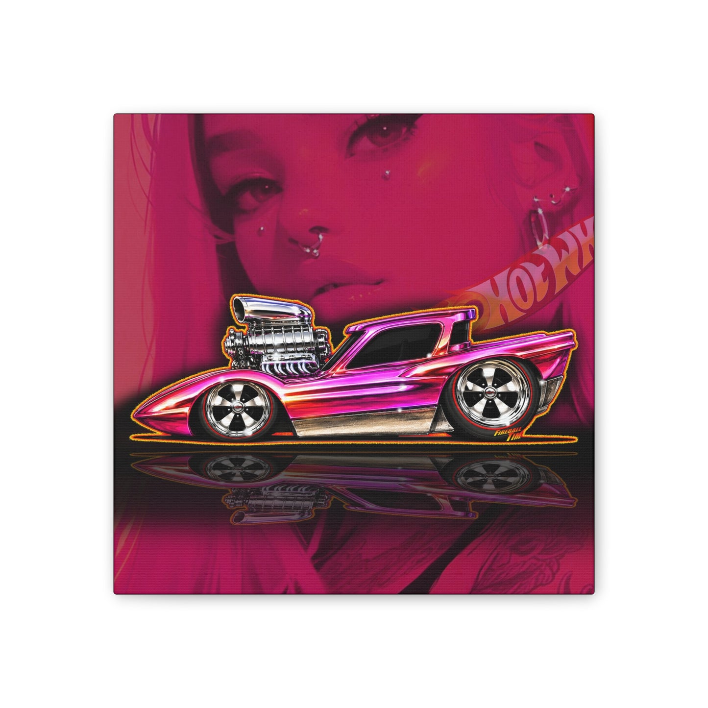 HOT WHEELS Sweet 16 PYTHON Collectible Fireball Art Canvas Stretched Print