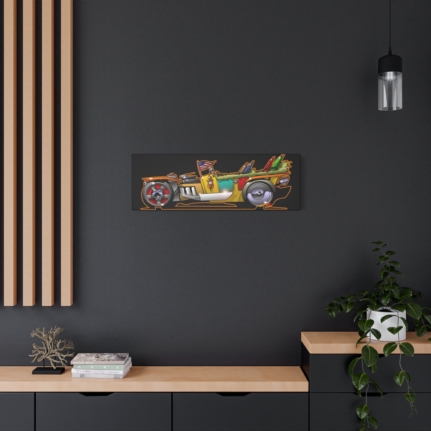 MONGREL T HOT ROD Elvis Easy Come Easy Go Fireball Canvas Art Wall Print