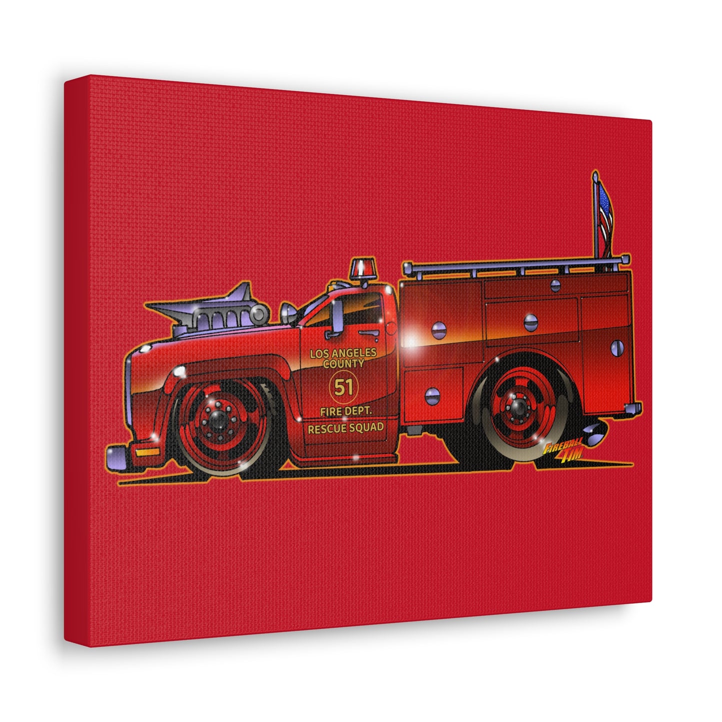 EMERGENCY SQUAD 51 Paramedic Truck Canvas Gallery Art Print 11x14