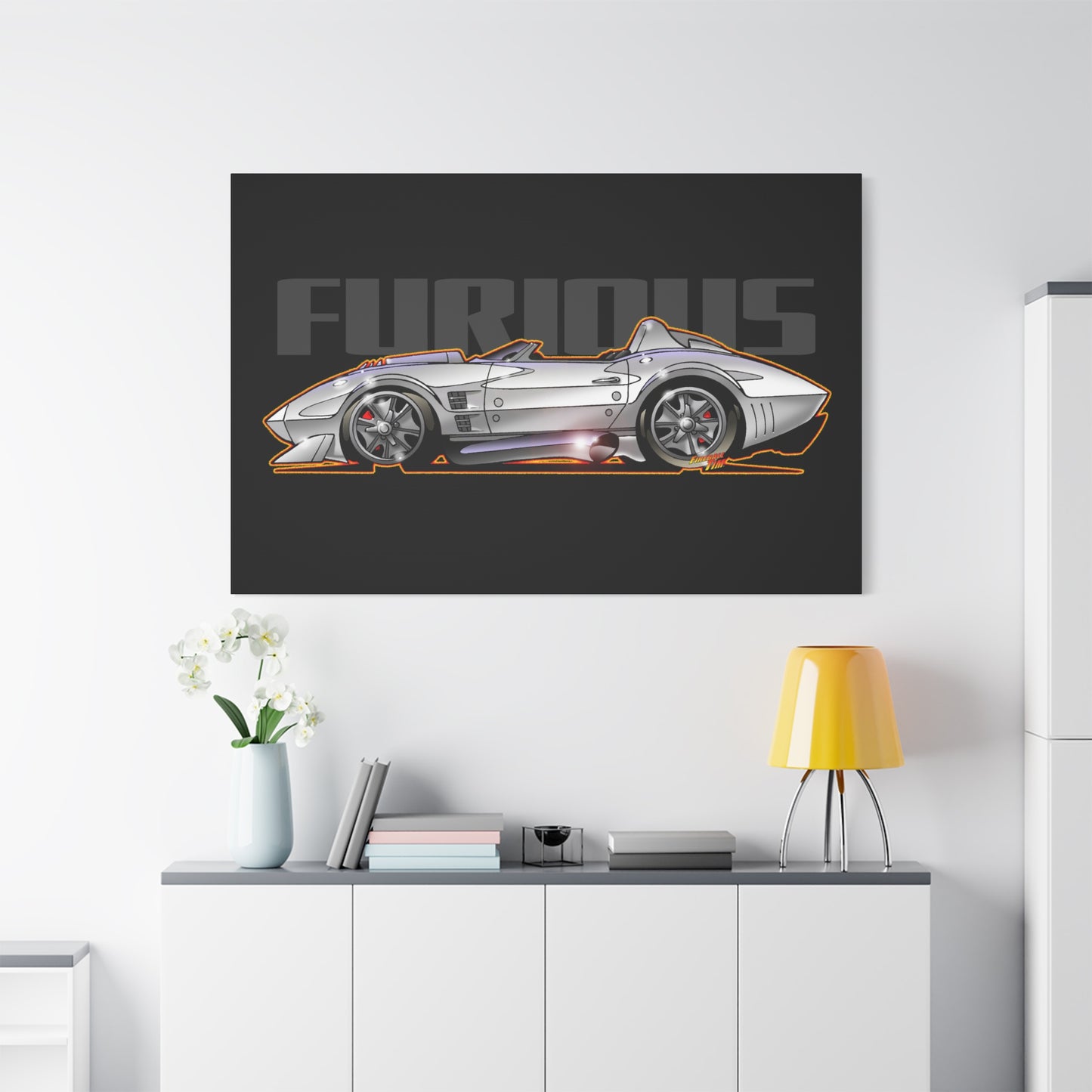 FAST AND FURIOUS Grand Sport Stingray Corvette Fireball Art Canvas Art Wall Print