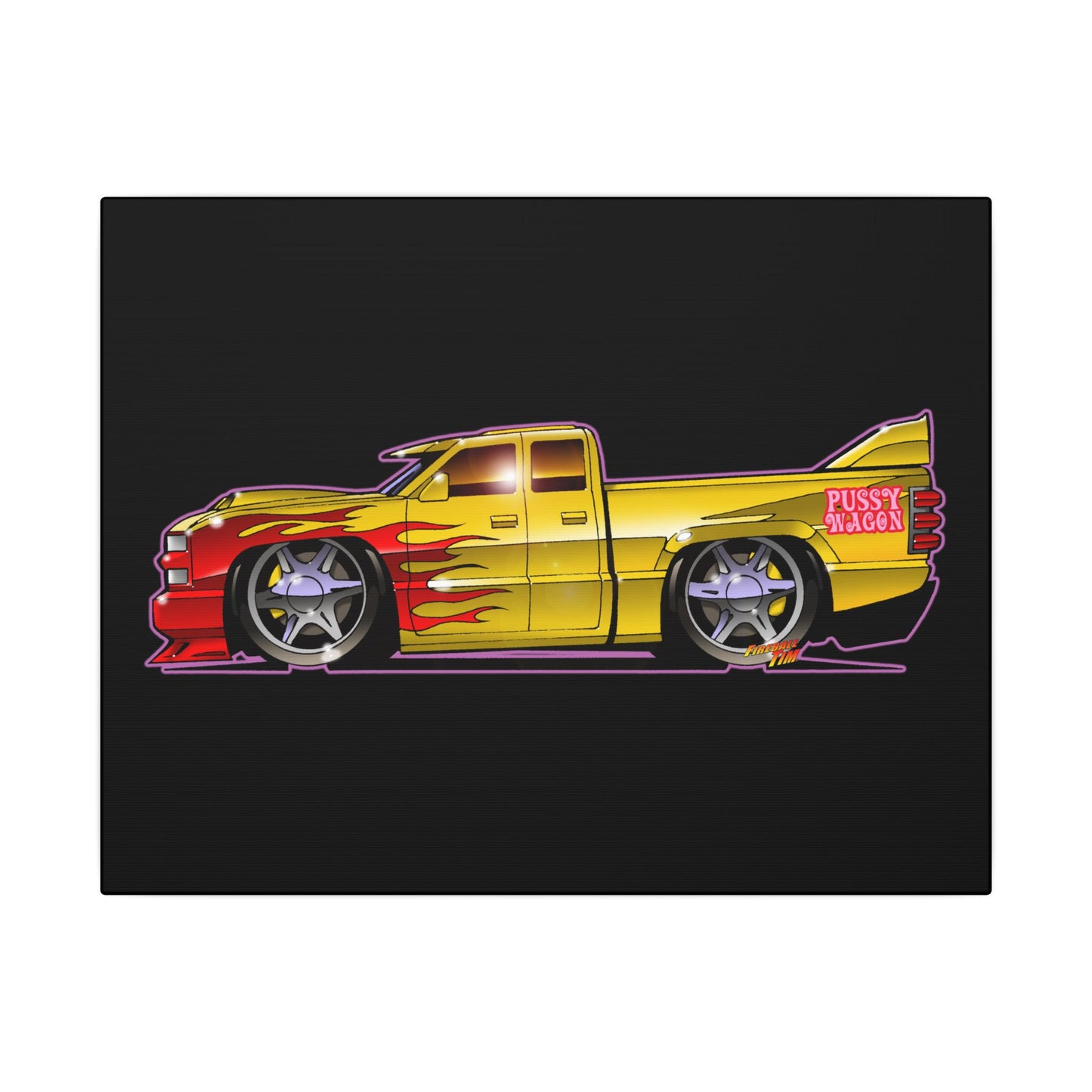 KILL BILL PUSSY WAGON Chevy Pickup Truck Fireball Art Canvas Print - 11x14