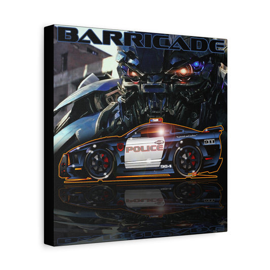 TRANSFORMERS BARRICADE Mustang Police Movie Car Fireball Art Collectible Canvas Print - 12x12