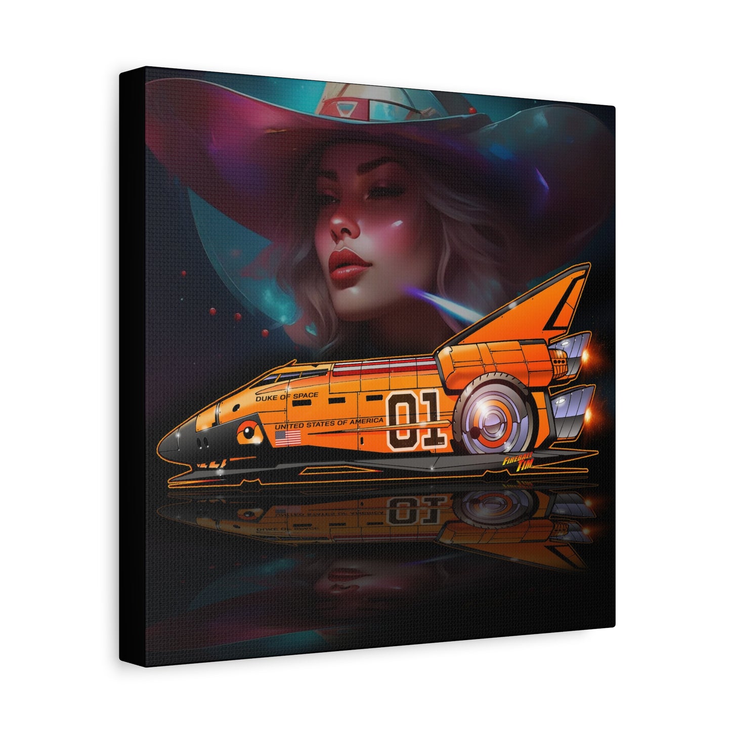 DUKE OF SPACE Dukes of Hazzard Space Shuttle Canvas Art Wall Print