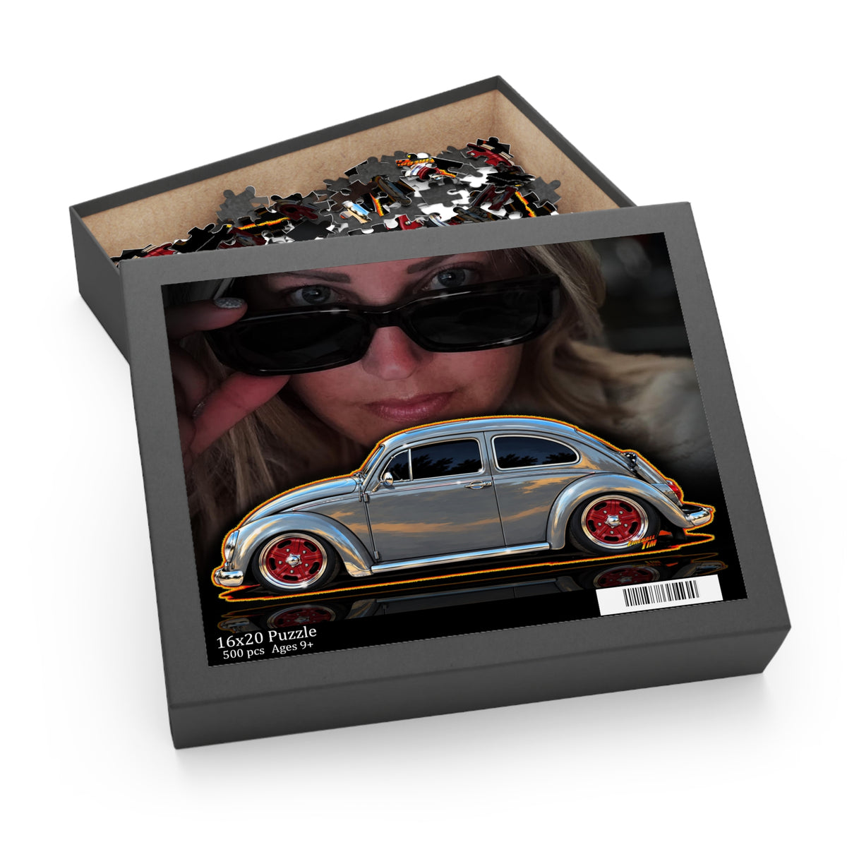 KUSTOM 1964 VW BUG Collectible Fireball Art Jigsaw Puzzle — Retro Custom Cars (120/252/500‑Piece)