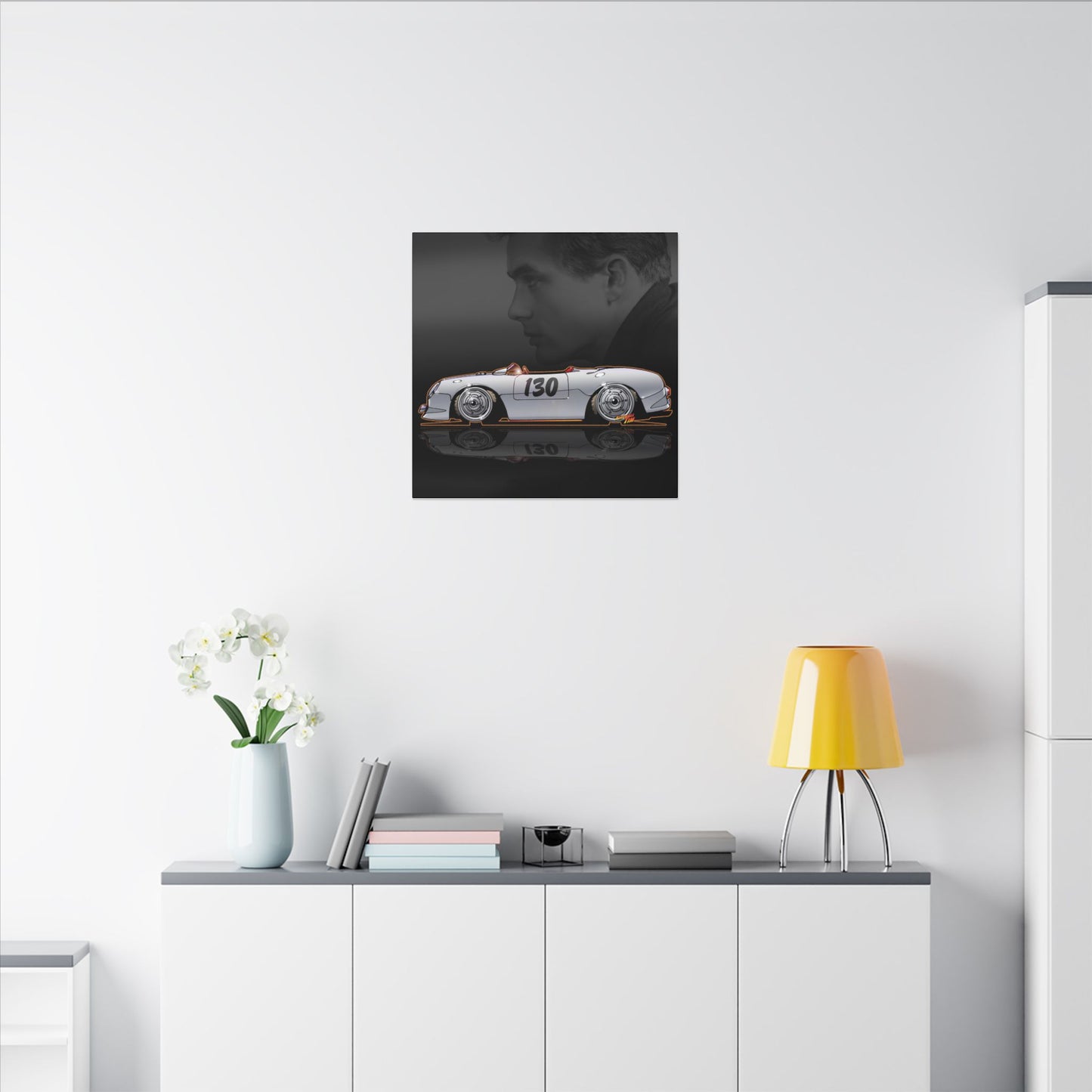 JAMES DEAN PORSCHE 550 Spyder Lil' Bastard Fireball Art Canvas Print