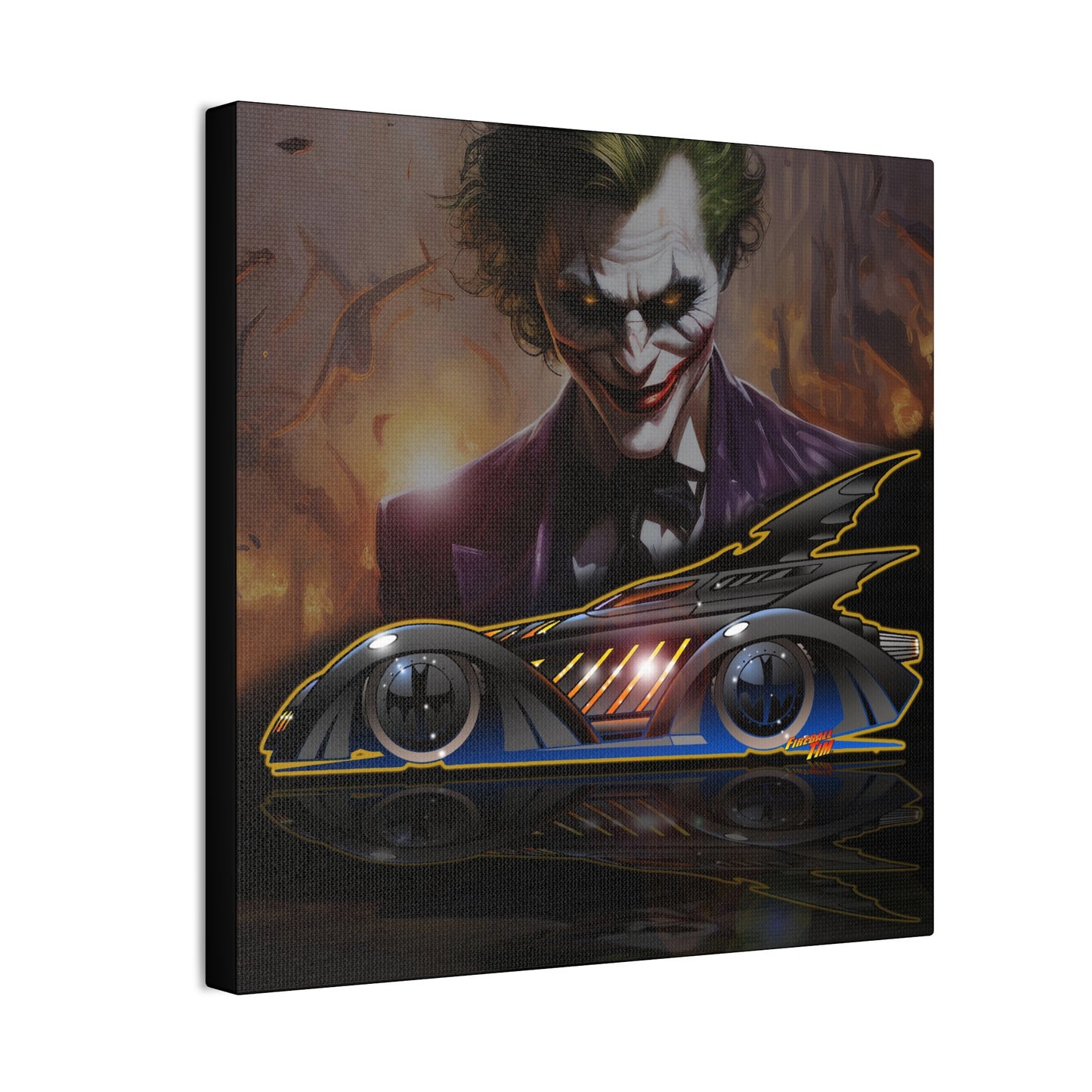 BATMAN FOREVER BATMOBILE Joker Fireball Art Canvas Print