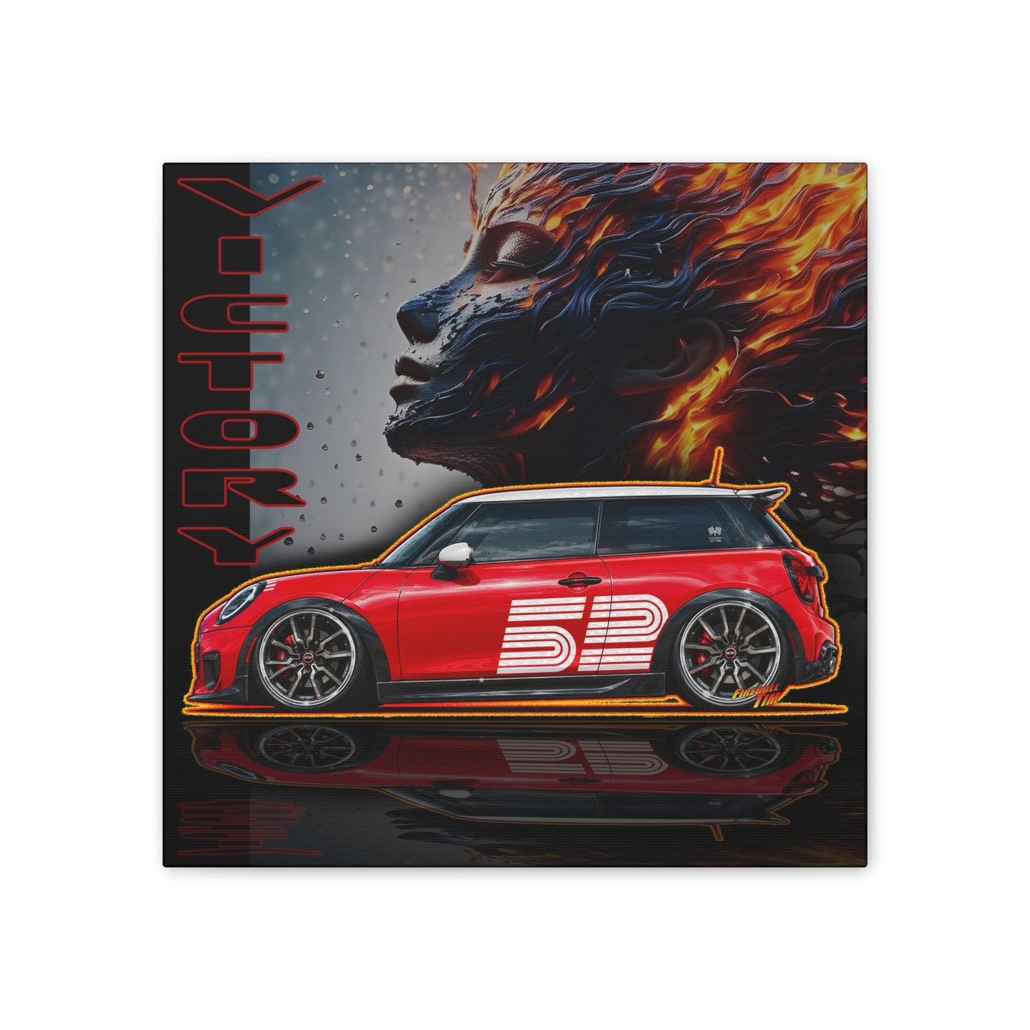 MINI COOPER 2026 Victory Edition Collectible Fireball Art Canvas Stretched Print