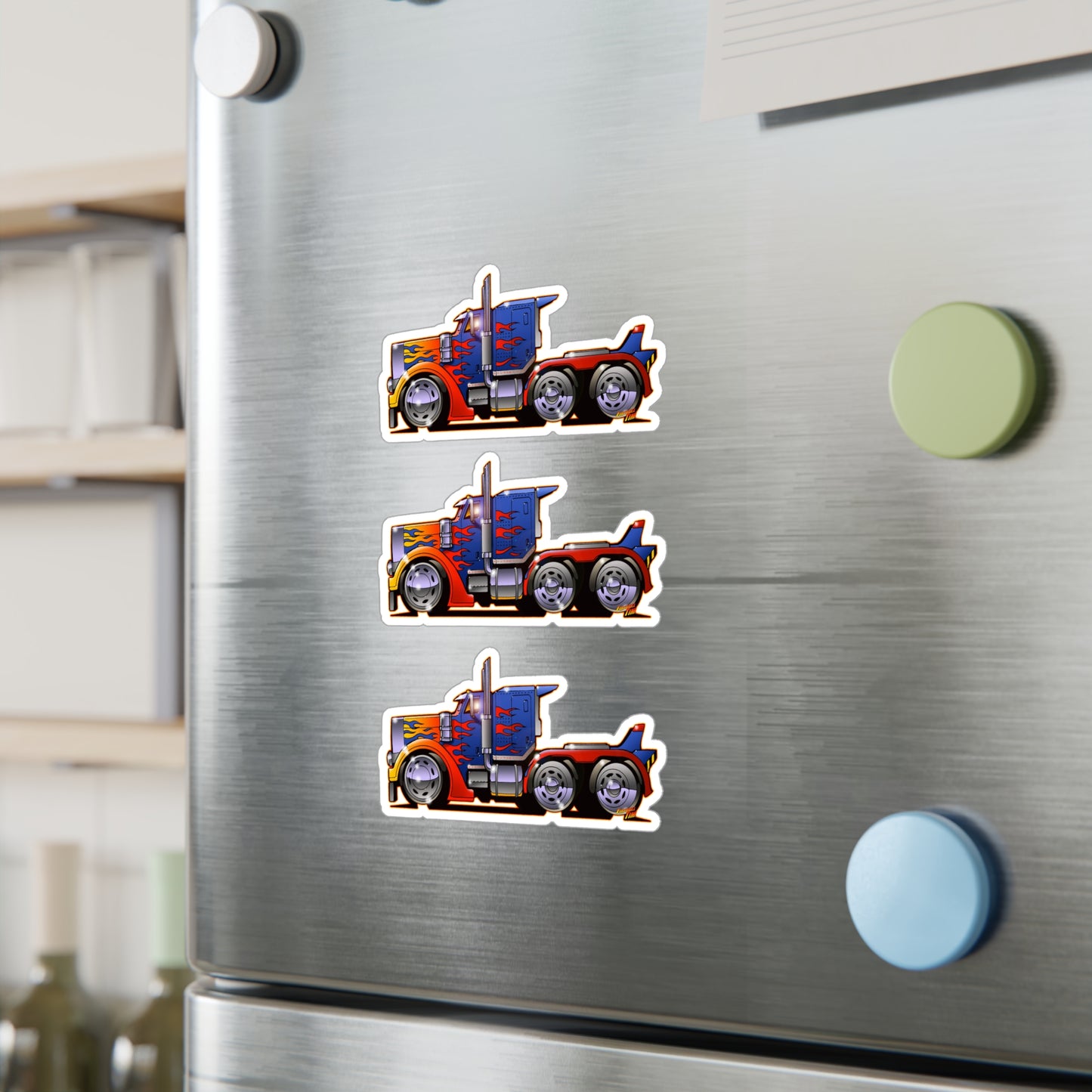 TRANSFORMERS OPTIMUS PRIME Semi Truck Fireball Art Decal Stickers - 4 Sizes