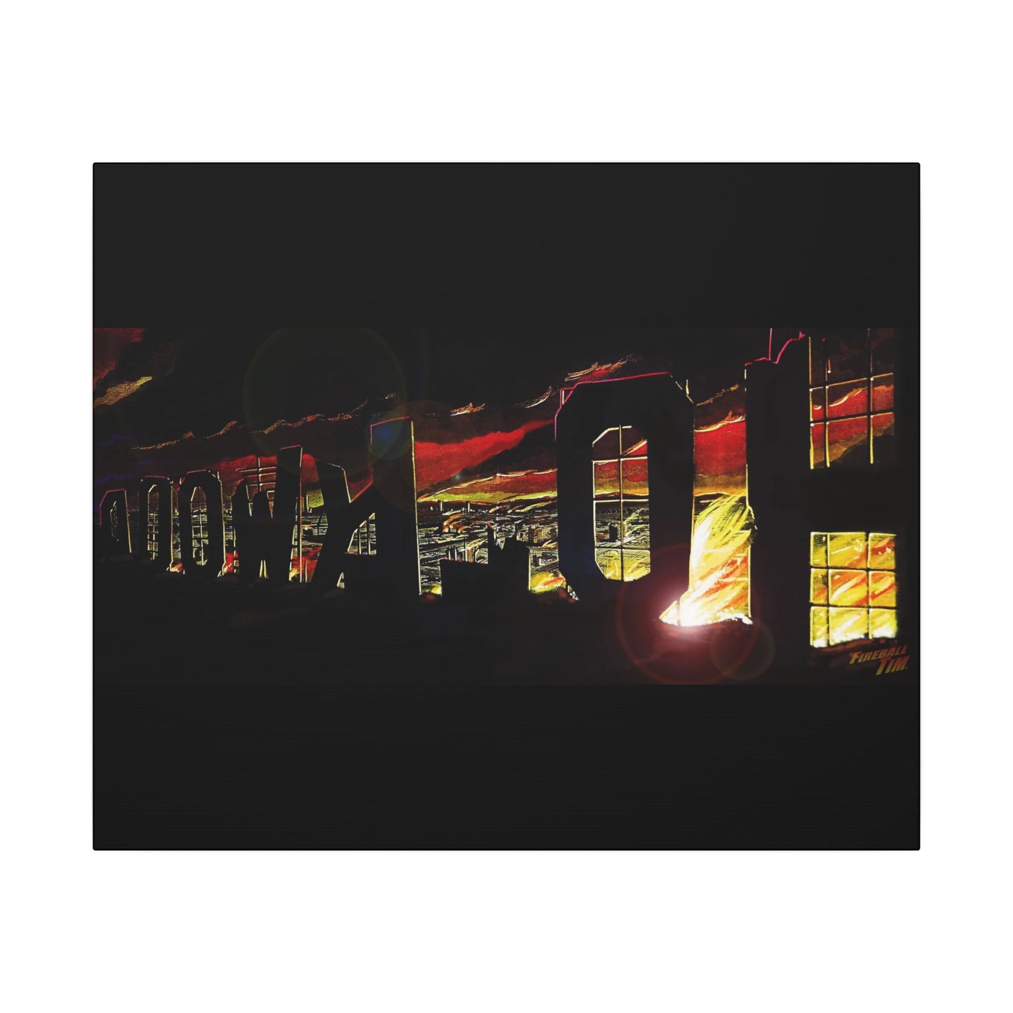 ESCAPE FROM LA Hollywood Sigh Fireball Concept Art Canvas Print