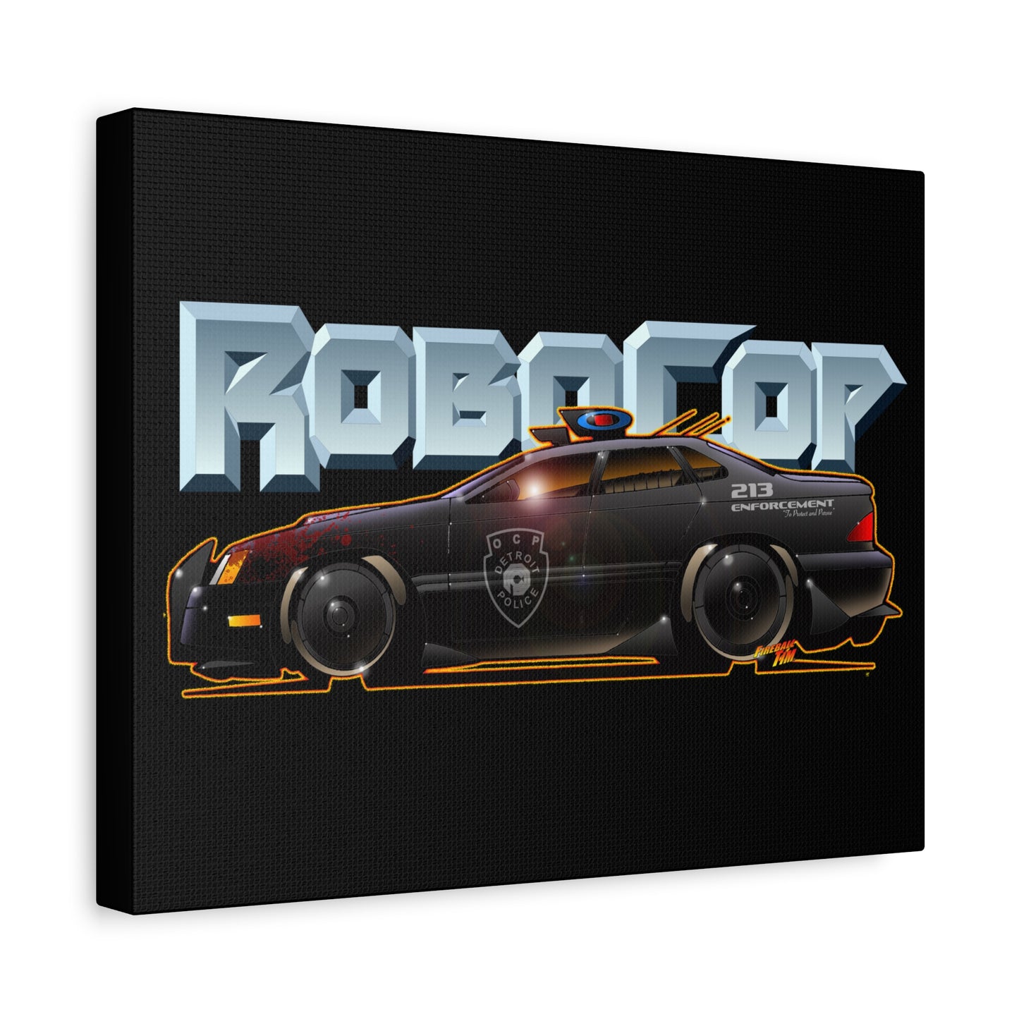 ROBOCOP Taurus Police Car Fireball Art Canvas Wall Print - 11x14