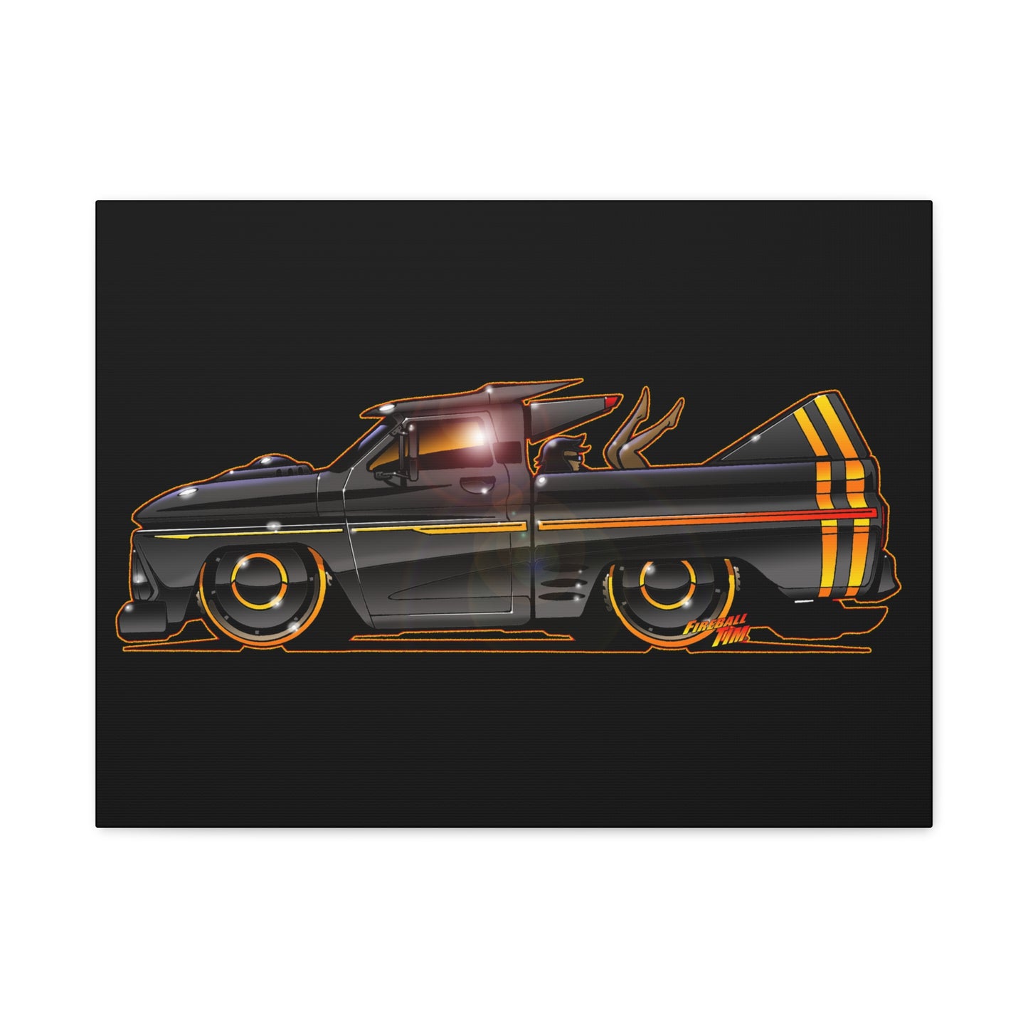 CHEVROLET C10 1960 Stinger Pickup Truck Fireball Art Canvas Print
