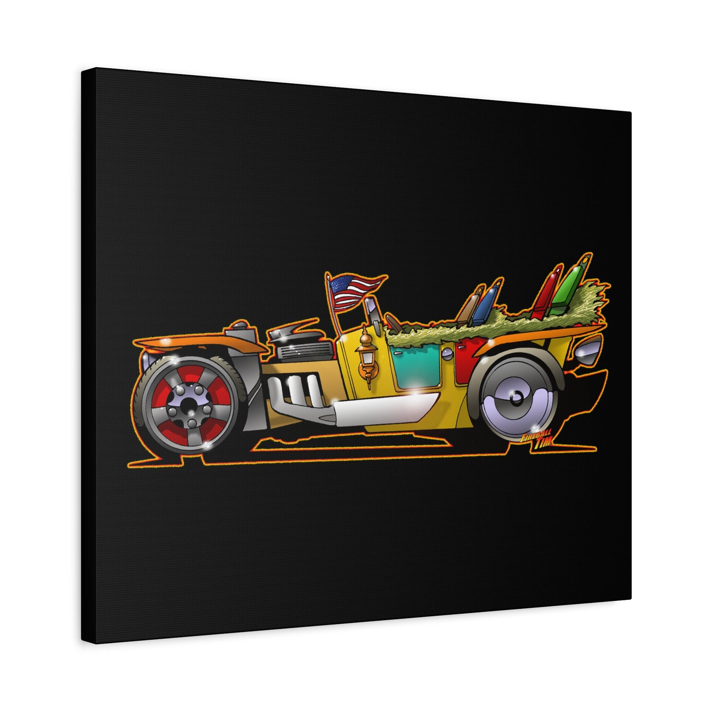 MONGREL T HOT ROD Elvis Easy Come Easy Go Fireball Canvas Art Wall Print