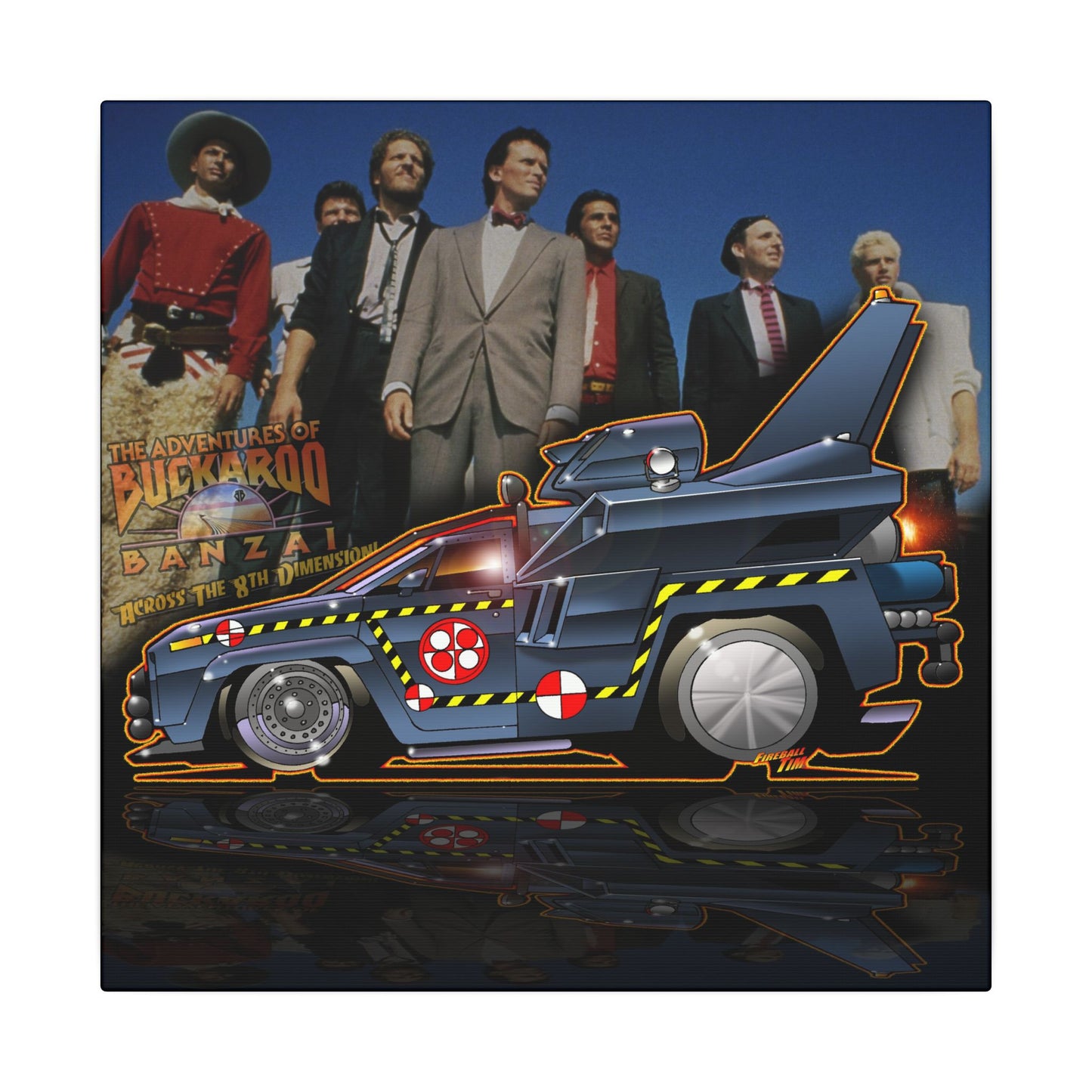 BUCKAROO BANZAI JET TRUCK Movie Car Fireball Art Canvas Print - 12x12