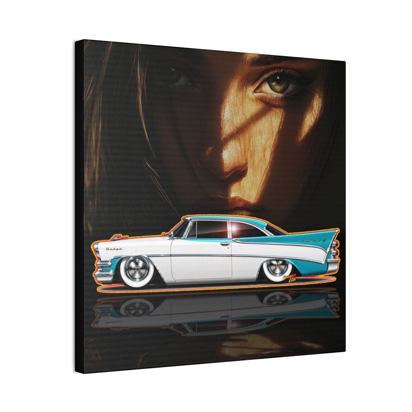 DODGE CUSTOM ROYAL 1957 Collectible Fireball Art Canvas Stretched Print