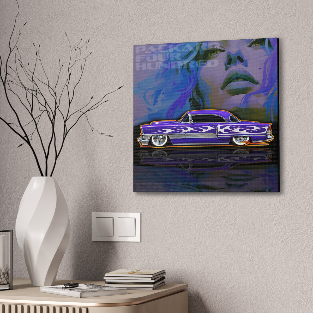 PACKARD 1955 Kustom Four Hundred Collectible Fireball Art Canvas Stretched Print