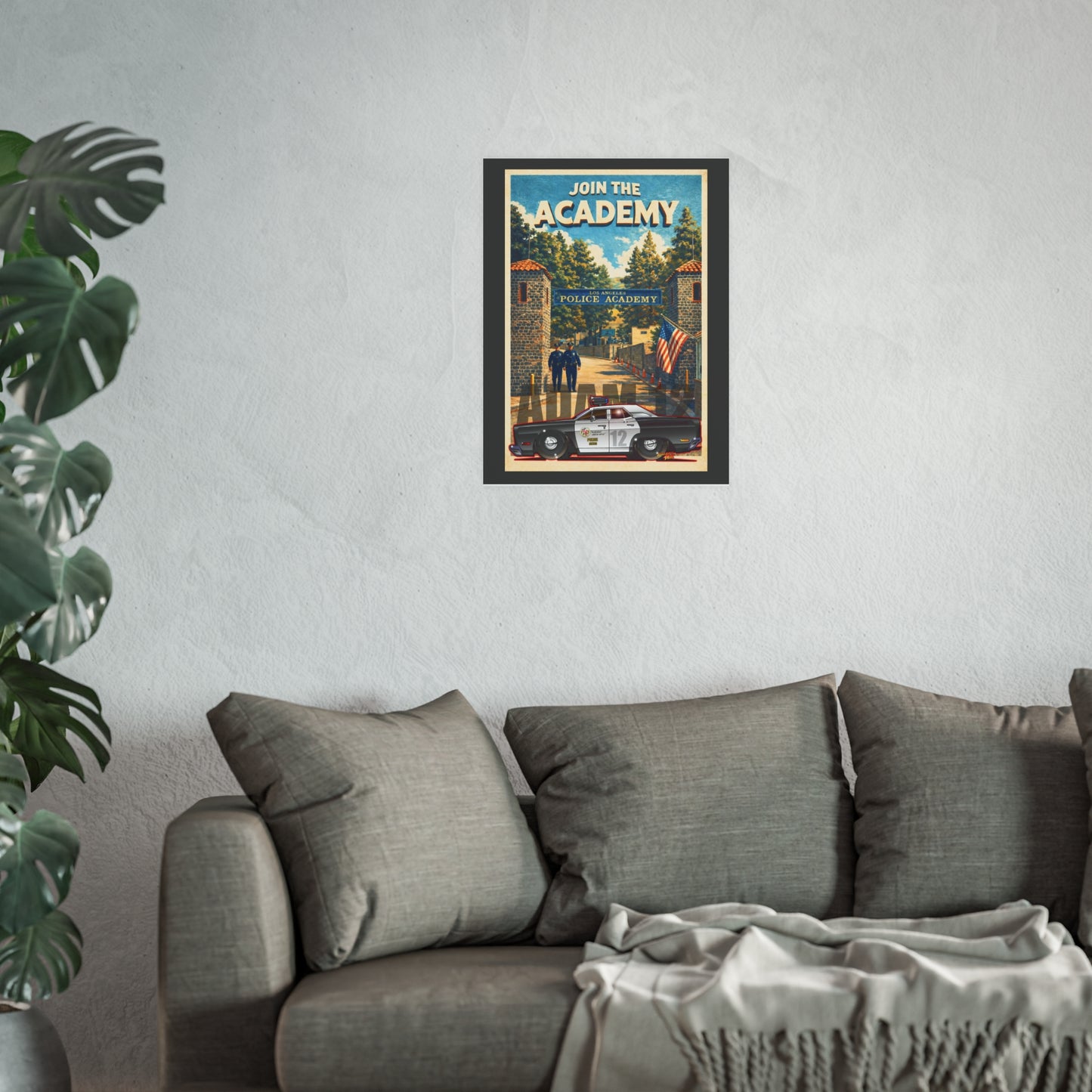 VISIT LOS ANGELES POLICE ACADEMY Adam 12 Plymouth Vintage Fireball Art Travel Poster Satin/Matte
