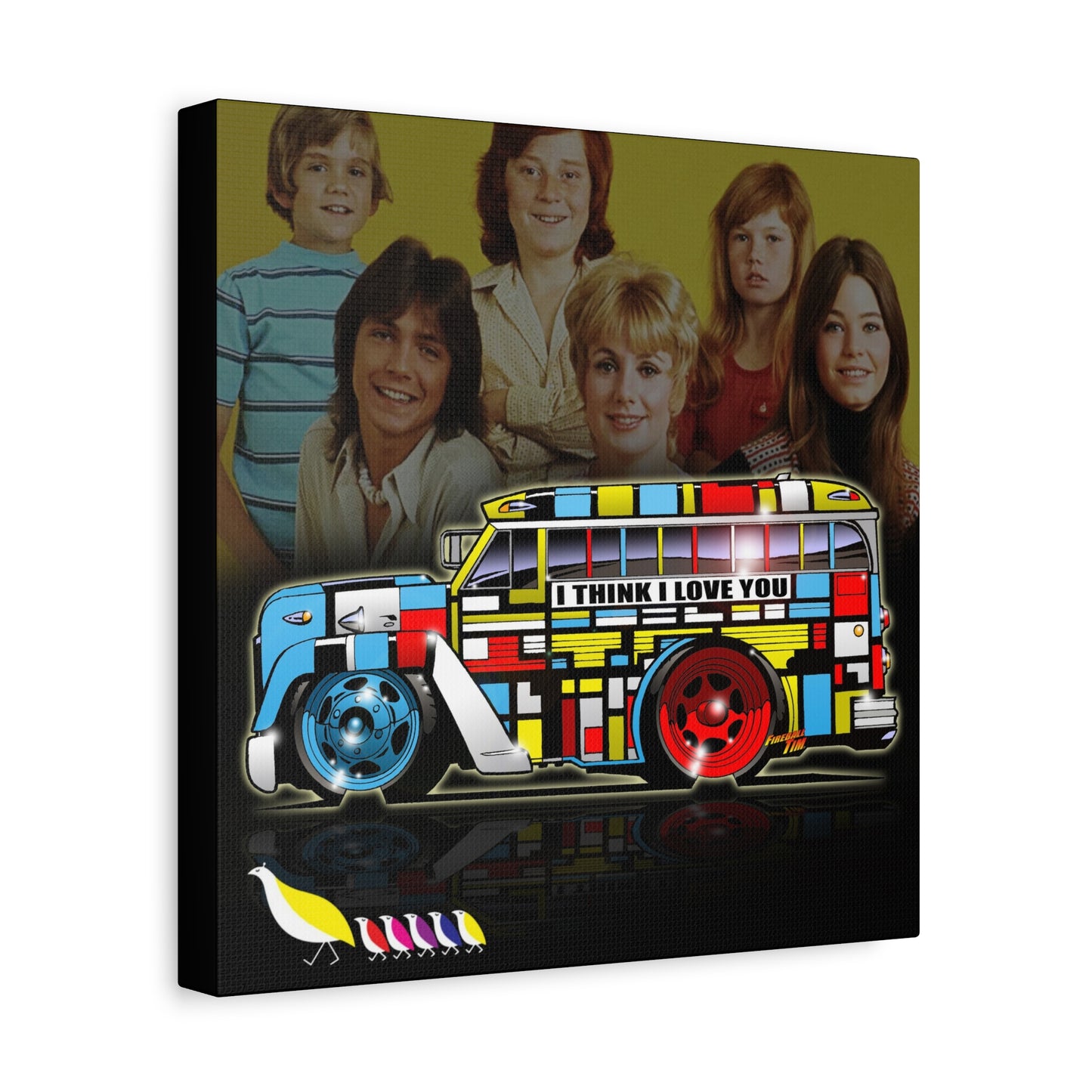 PARTRIDGE FAMILY BUS Fireball Canvas Art Wall Print - 12x12