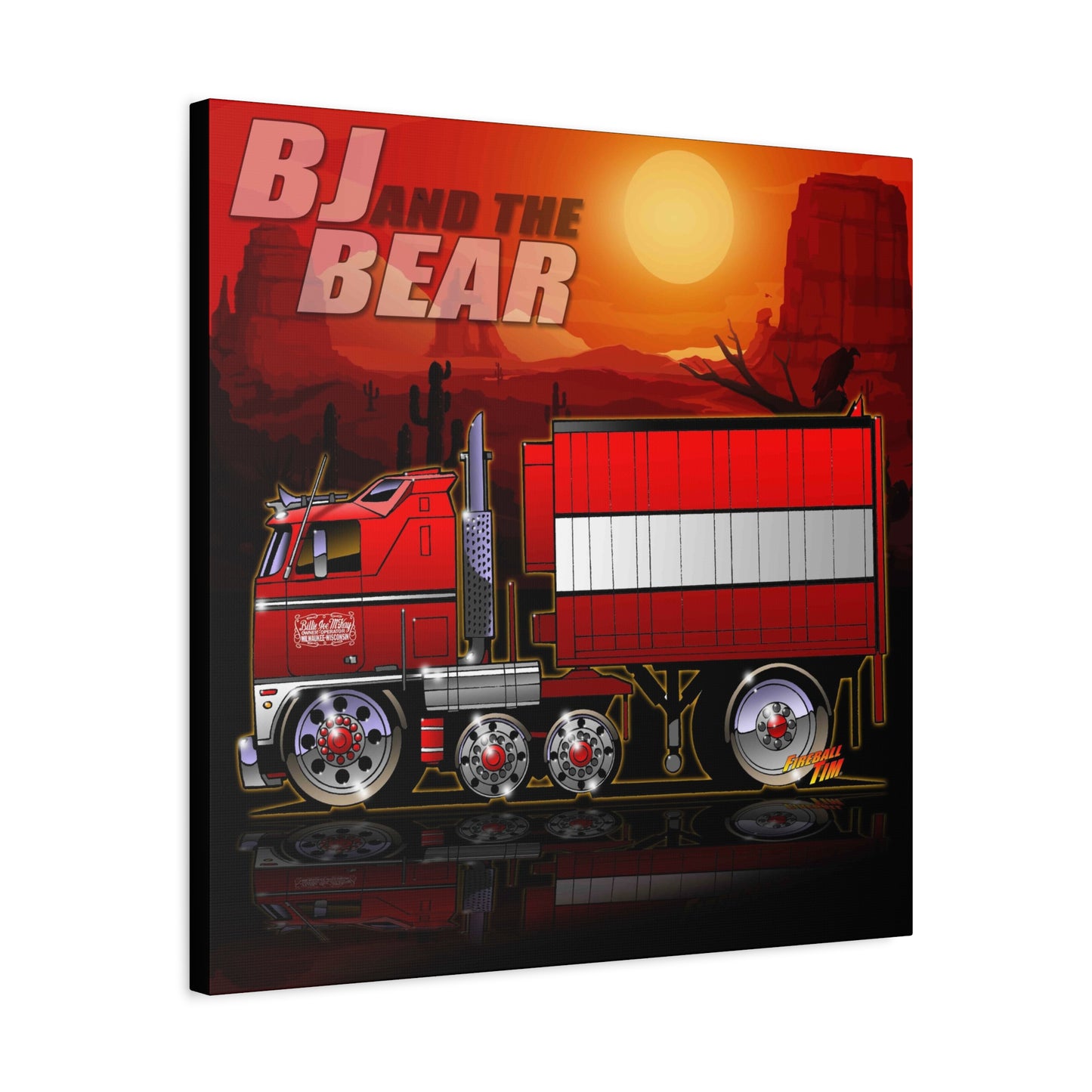 BJ AND THE BEAR TV Show Semi Truck Canvas Art Wall Print - 2 Sizes
