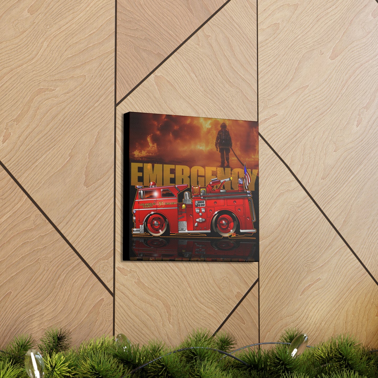 EMERGENCY ENGINE 51 MASTERPRINT Fire Engine Concept Art Canvas Print 3 Sizes