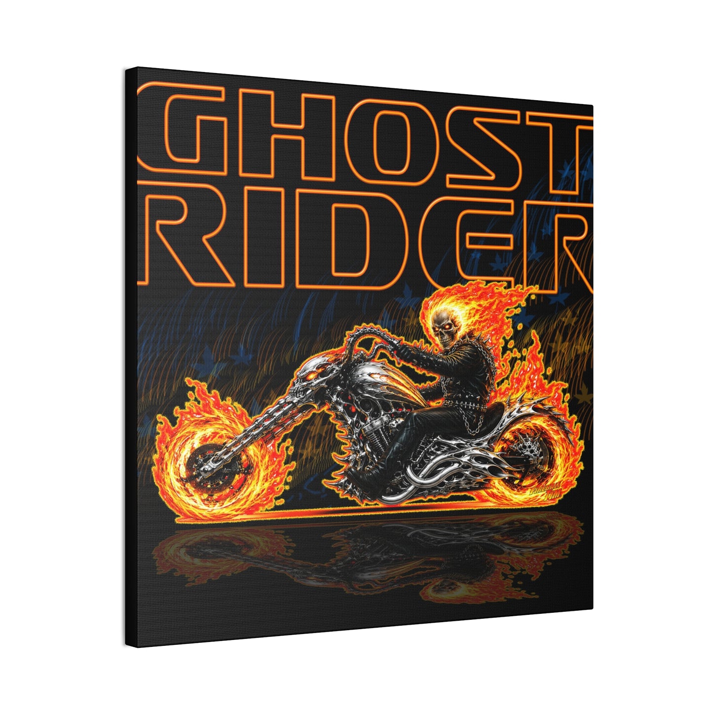 GHOST RIDER CHOPPER Collectible Fireball Art Canvas Stretched Print