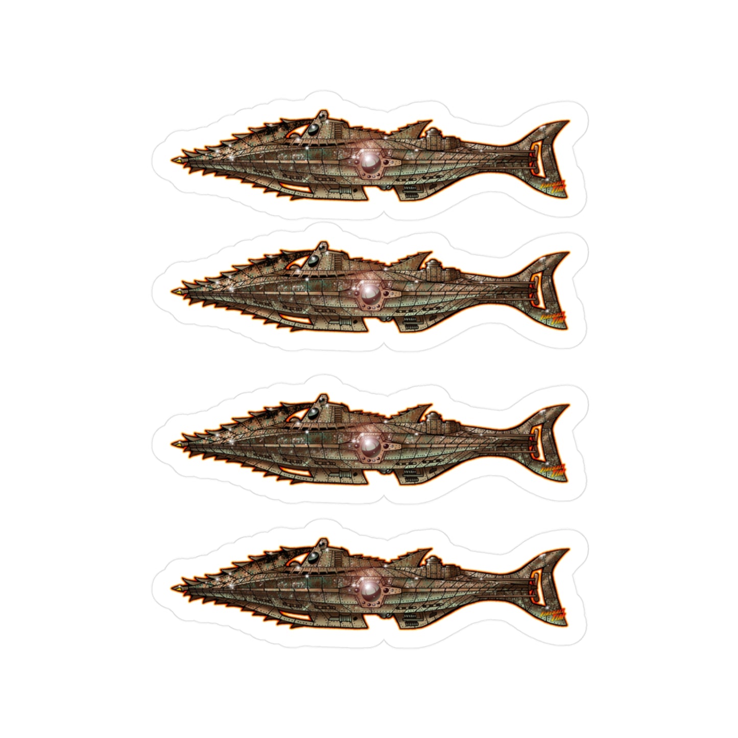 20,000 LEAGUES NAUTILUS SUBMARINE Fireball Art Decal Stickers - 4 Sizes