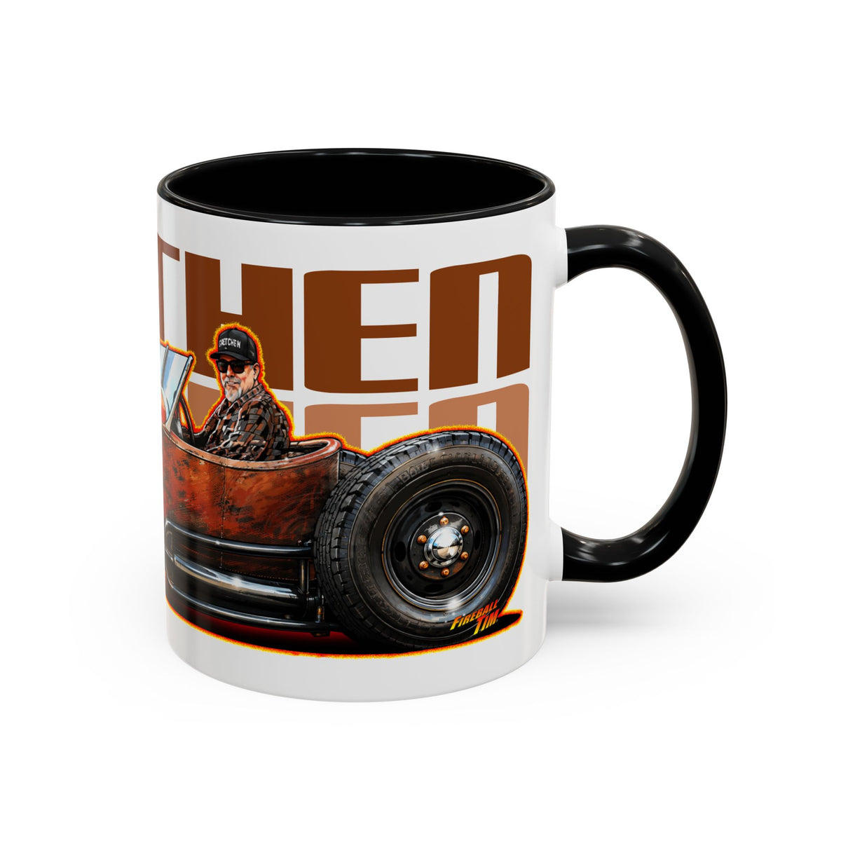 CUSTOM RAT ROD Hot Rod Gretchen Collectible Fireball Art Coffee Mug - 2 Sizes