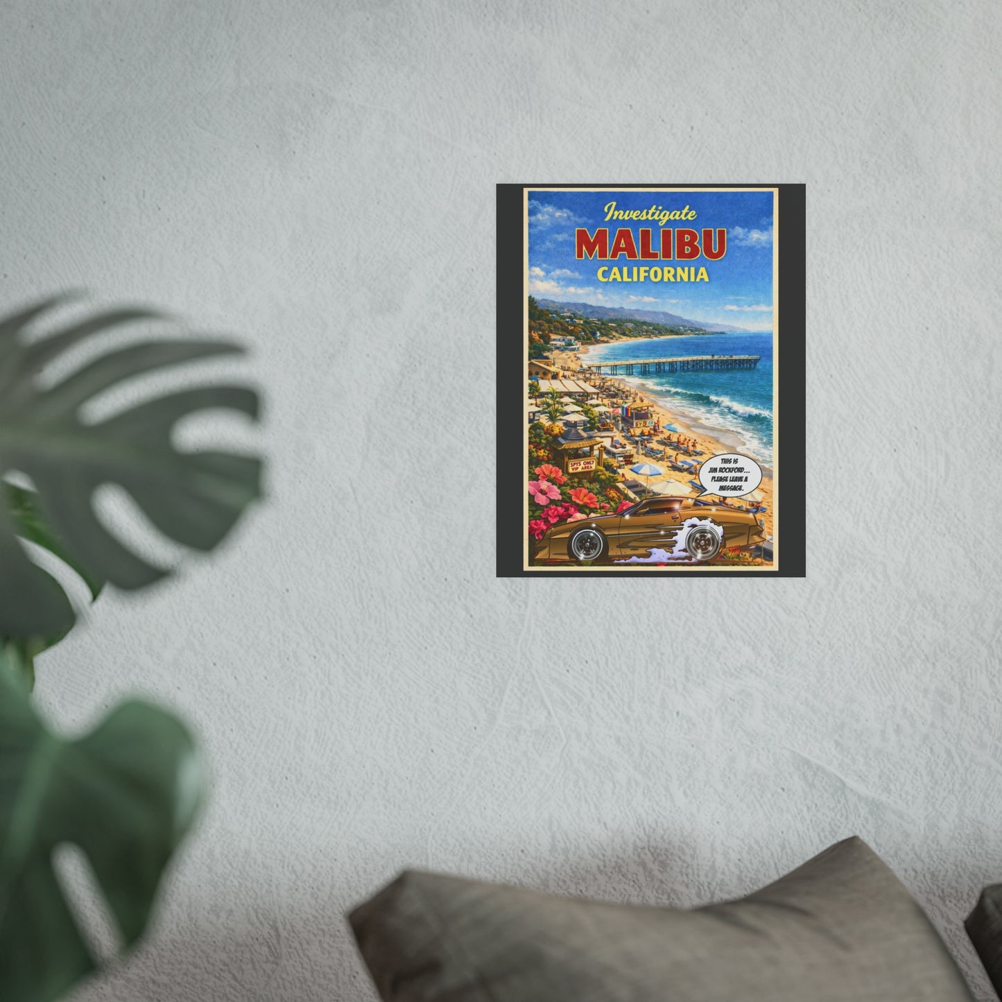 VISIT MALIBU CALIFORNIA Rockford Files Vintage Fireball Art Travel Poster Satin/Matte