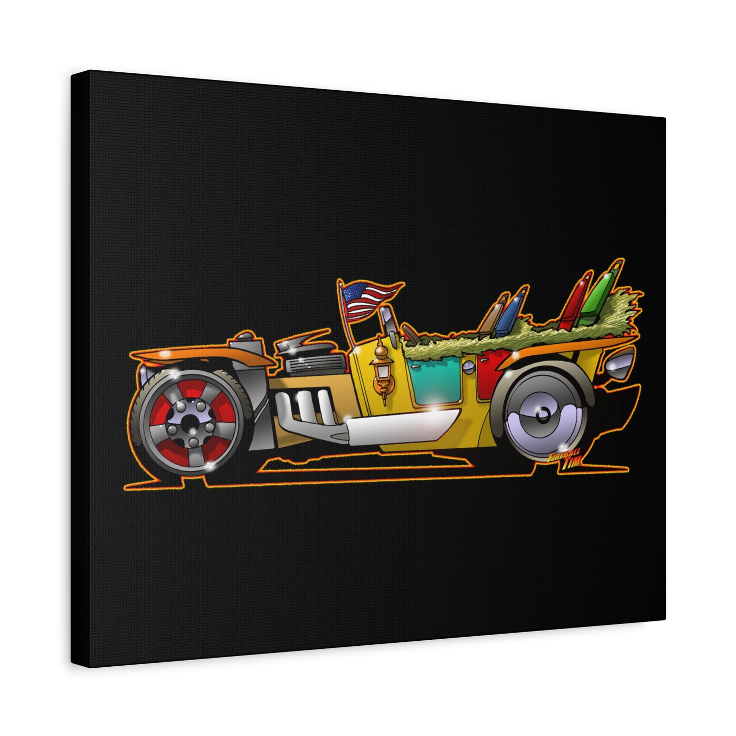 MONGREL T HOT ROD Elvis Easy Come Easy Go Fireball Canvas Art Wall Print