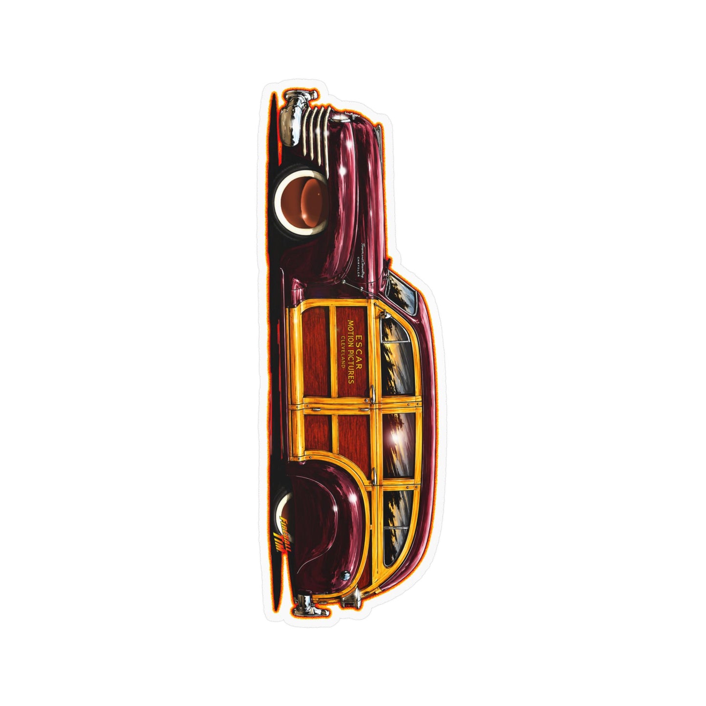 CHRYSLER TOWN & COUNTRY 1942 Collectible Fireball Art Stickers - 4 Sizes
