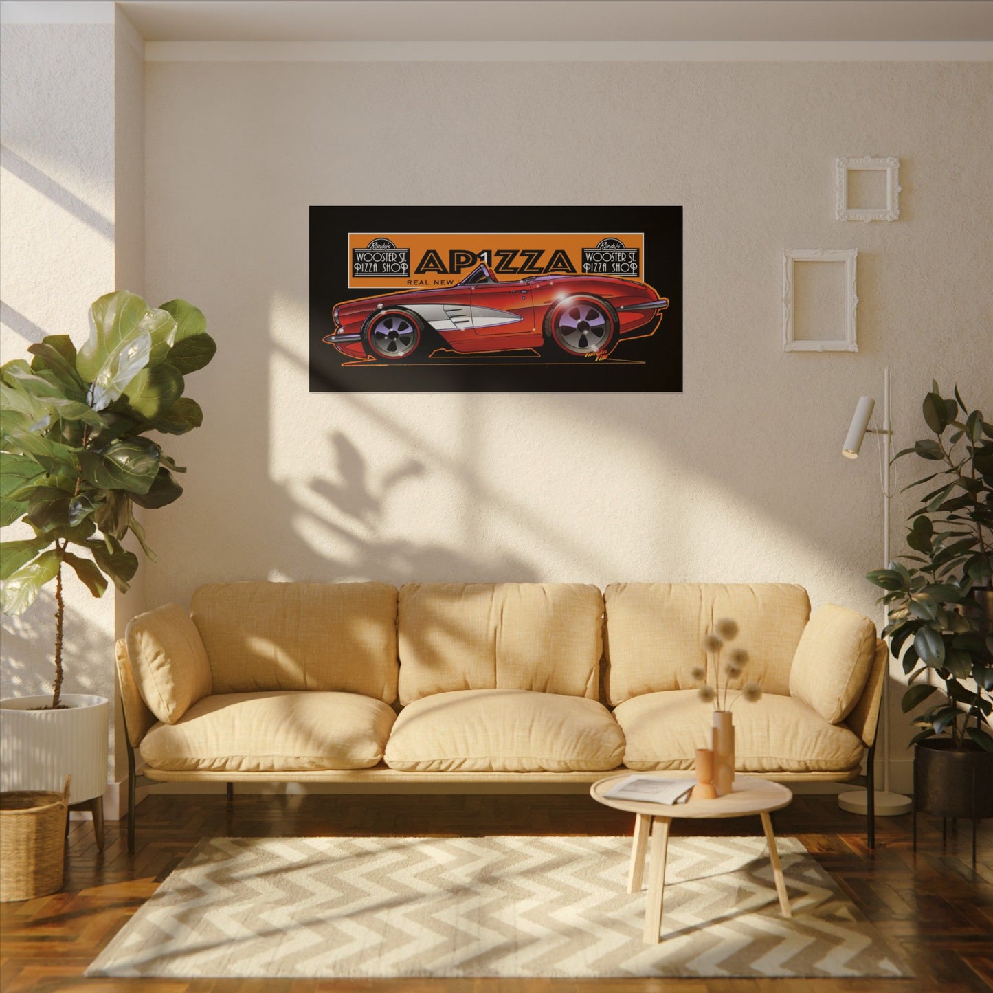 CORVETTE 1958 APIZZA 1 Fireball Art Canvas Print
