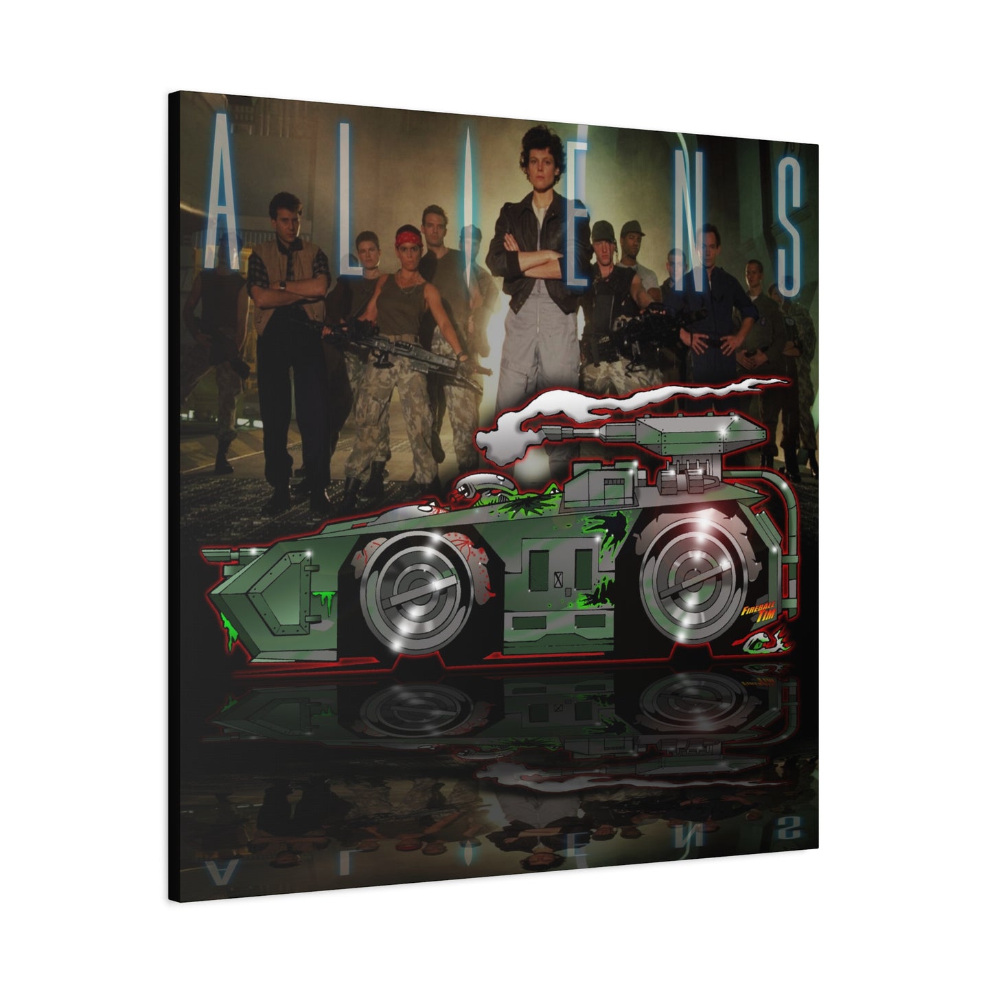 ALIENS APC TANK Movie Car Fireball Art Canvas Print