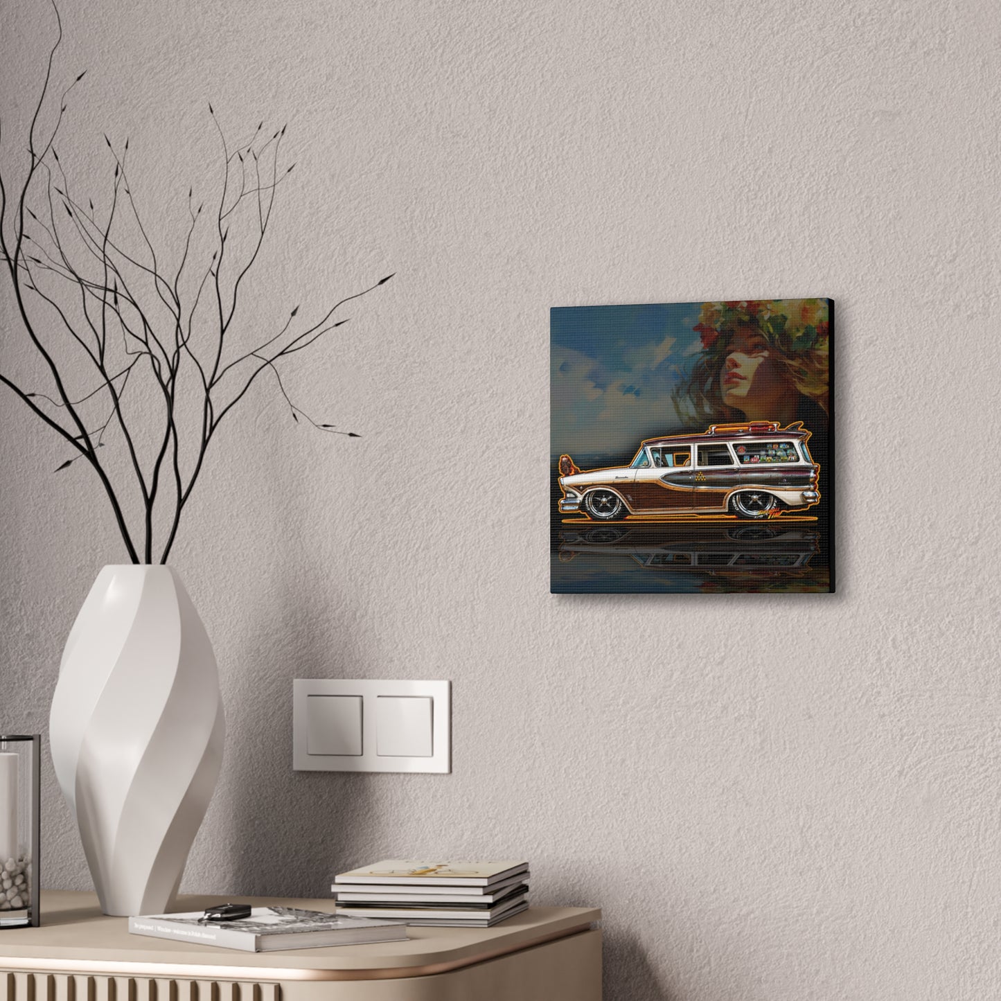 EDSEL BERMUDA 1958 Custom Station Wagon Collectible Art Canvas Stretched Print