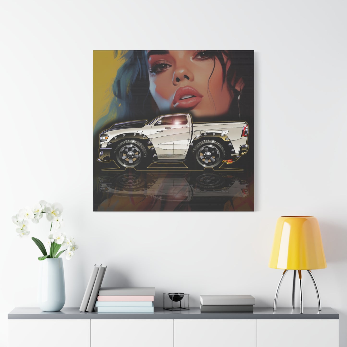 RAM REBEL 1500 Truck Collectible Coffee Fireball Art Canvas Print