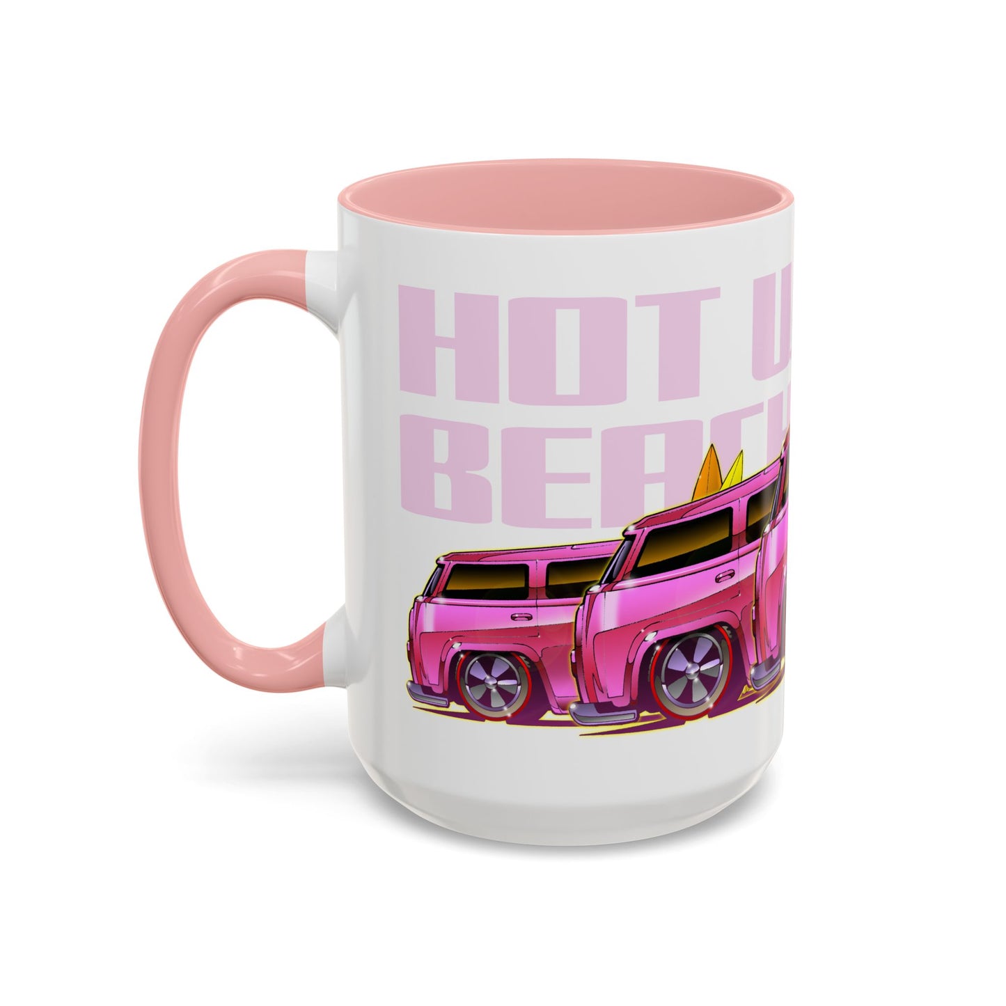 HOT WHEELS PINK BEACH BOMB VW Bus Collectible Fireball Art Coffee Mug - 2 Sizes