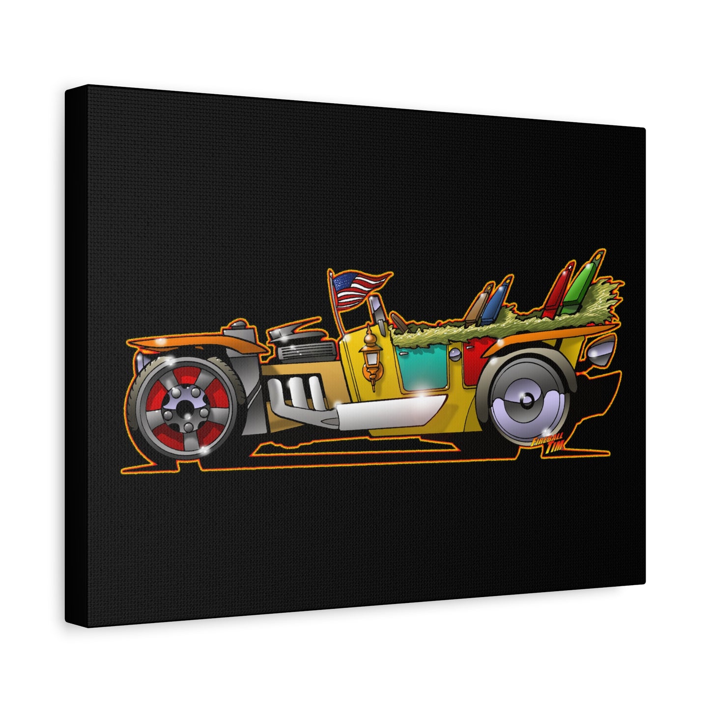 MONGREL T HOT ROD Elvis Easy Come Easy Go Fireball Canvas Art Wall Print