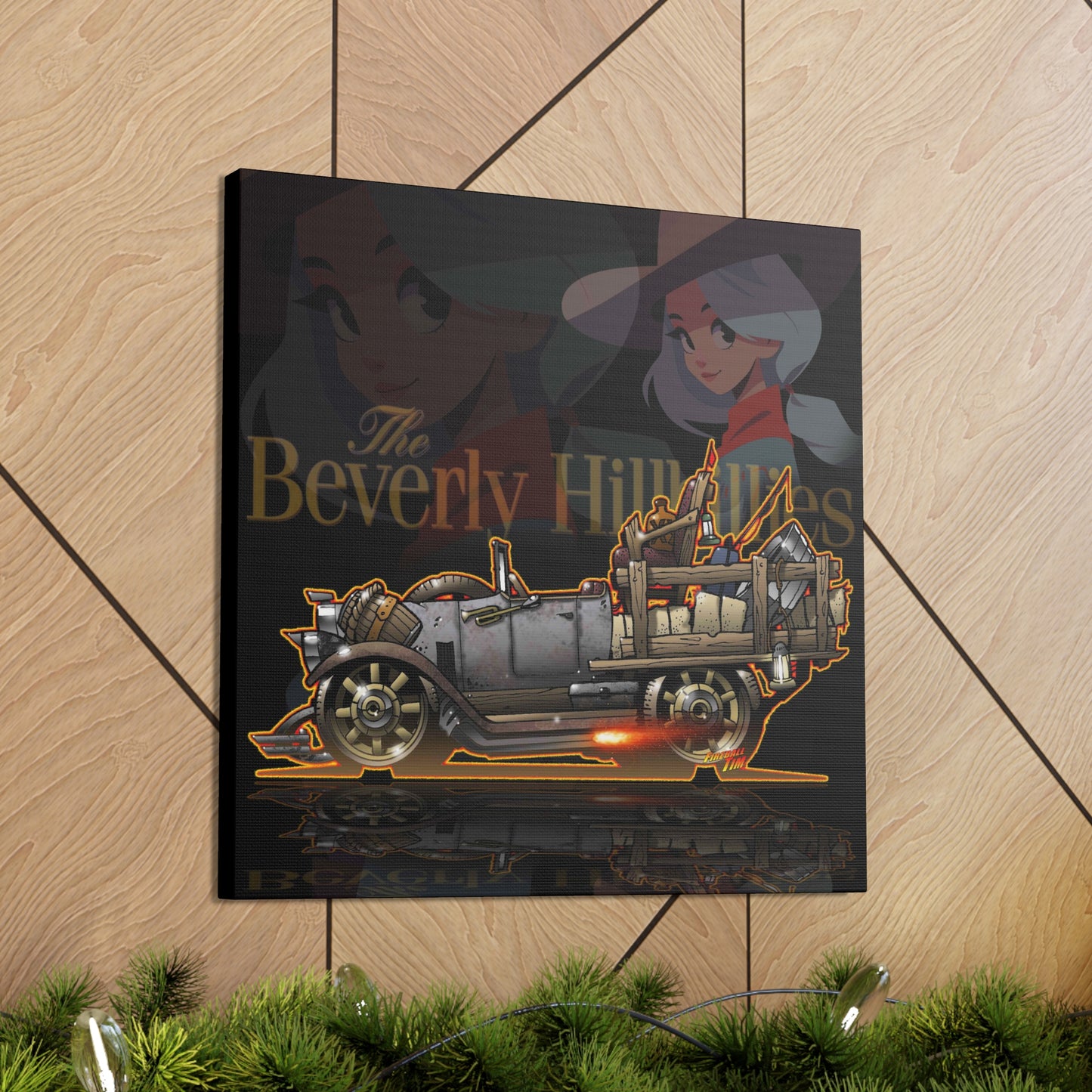 THE BEVERLY HILLBILLIES TV Show Car Concept Art MASTERPRINT Canvas 3 Sizes