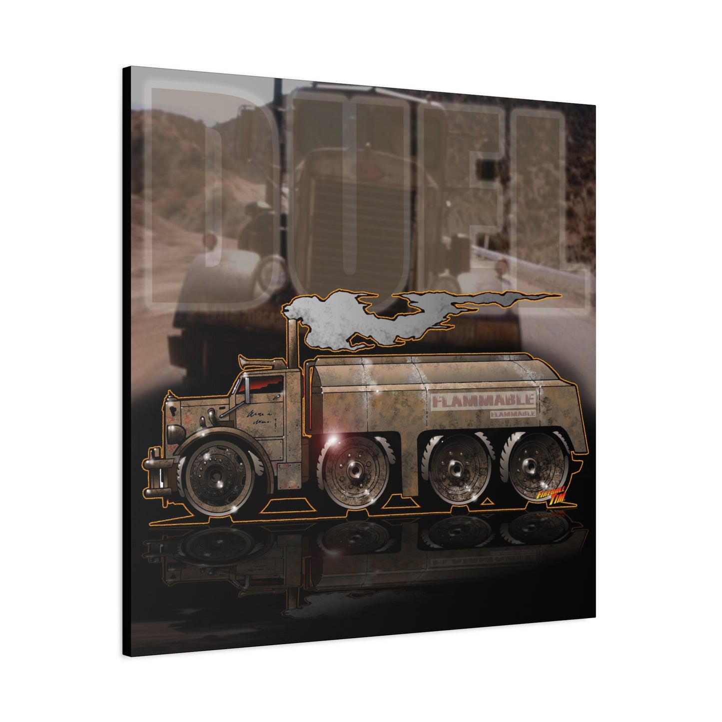 DUEL Killer Movie Truck Fireball Art Canvas Print - Sizes