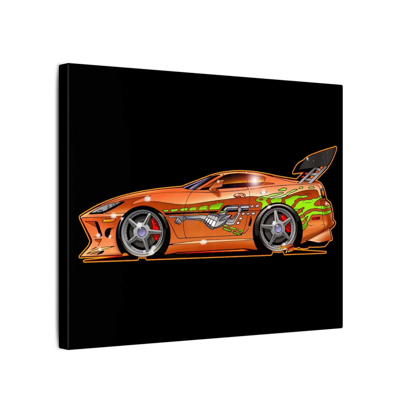 FAST & FURIOUS 1994 TOYOTA SUPRA MK IV Fireball Art Canvas Print - 11x14