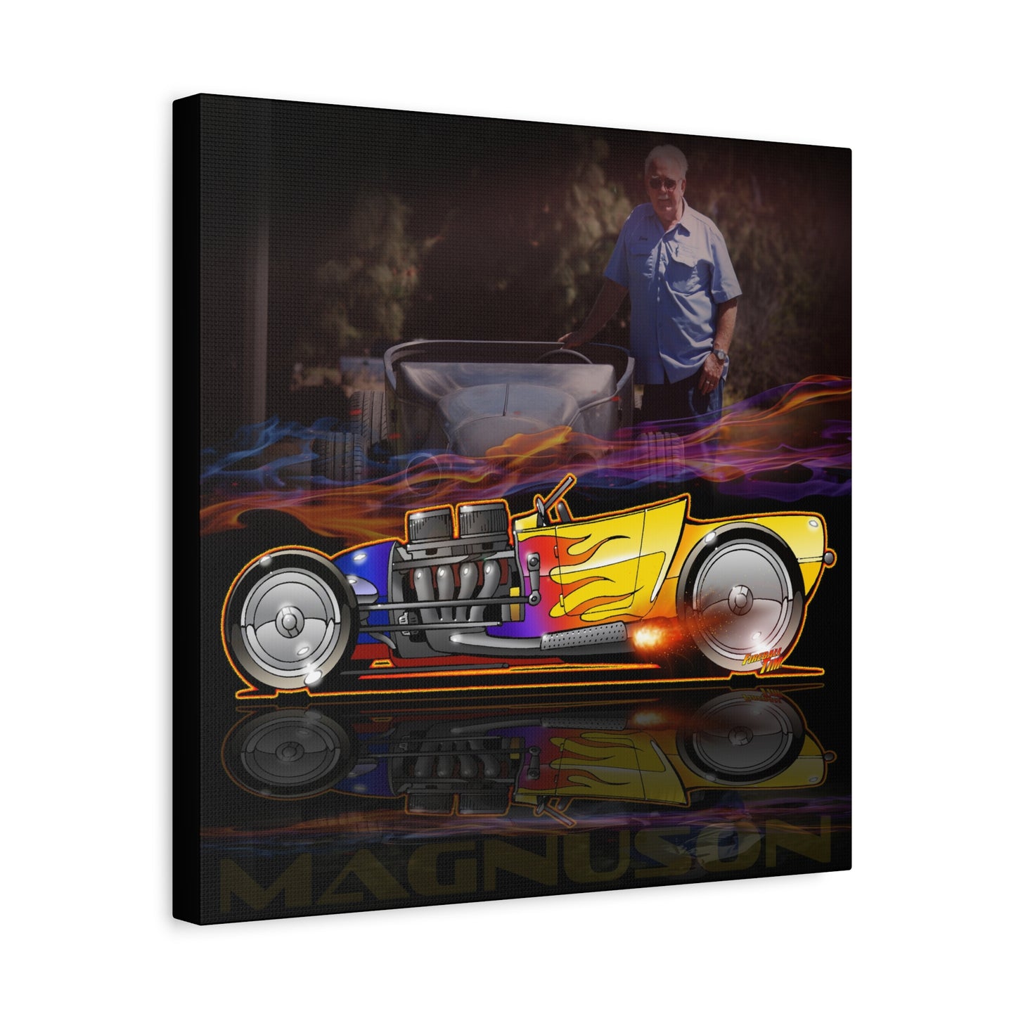 MAGNUSON Track Roadster Hot Rod Fireball Art Canvas Print