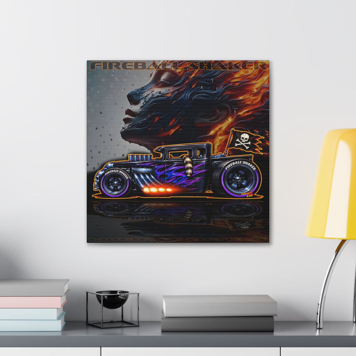 HOT WHEELS FIREBALL SHAKER Hot Rod Collectible Fireball Art Canvas Stretched Print