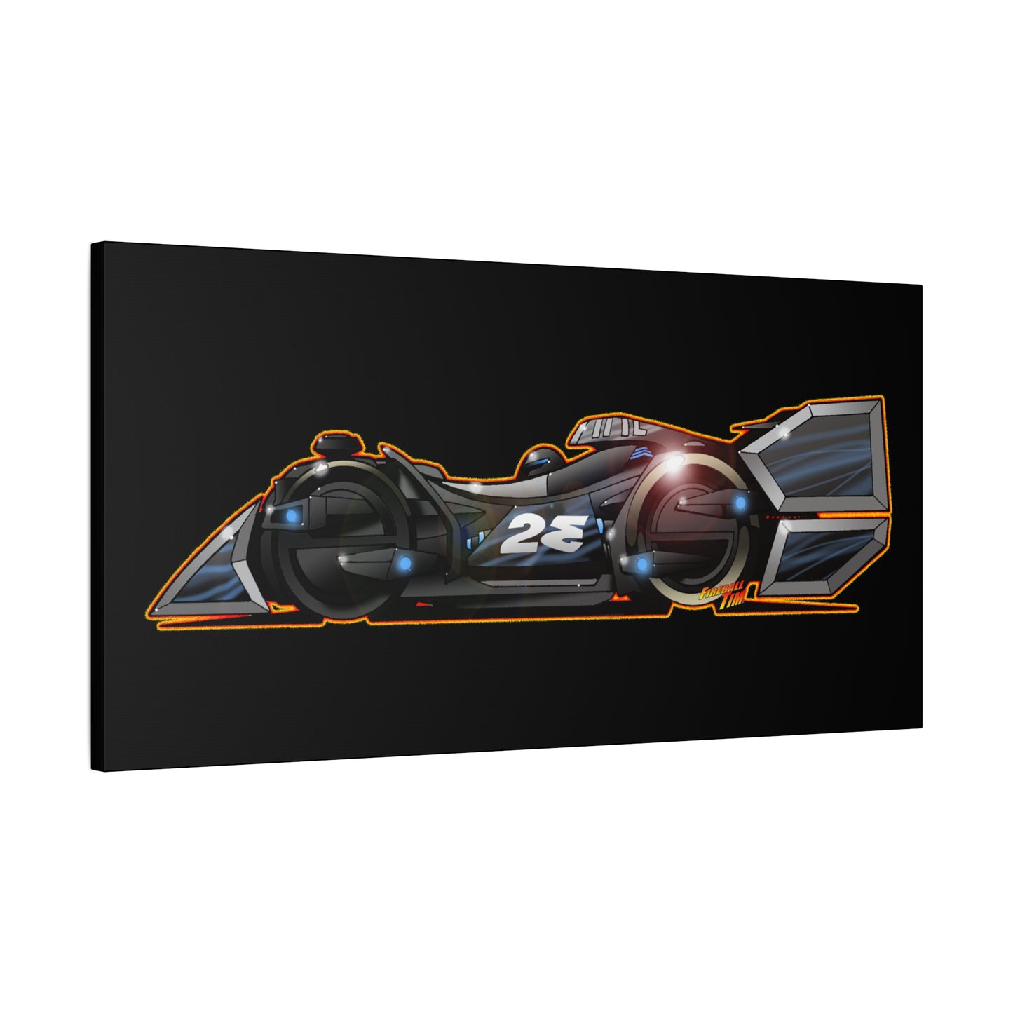 SPEED RACER GRAY GHOST Race Car Fireball Art Canvas Print