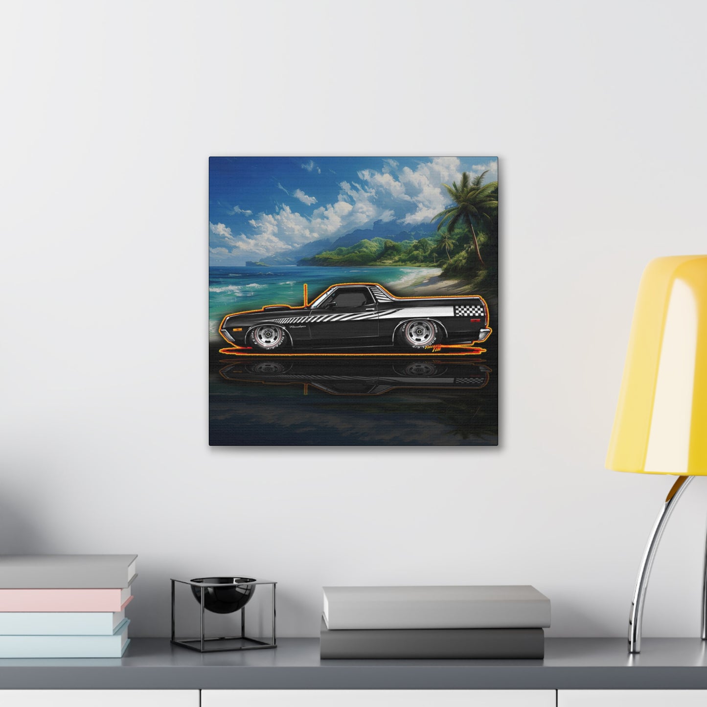 FORD RANCHERO Collectible Fireball Art Canvas Stretched Print