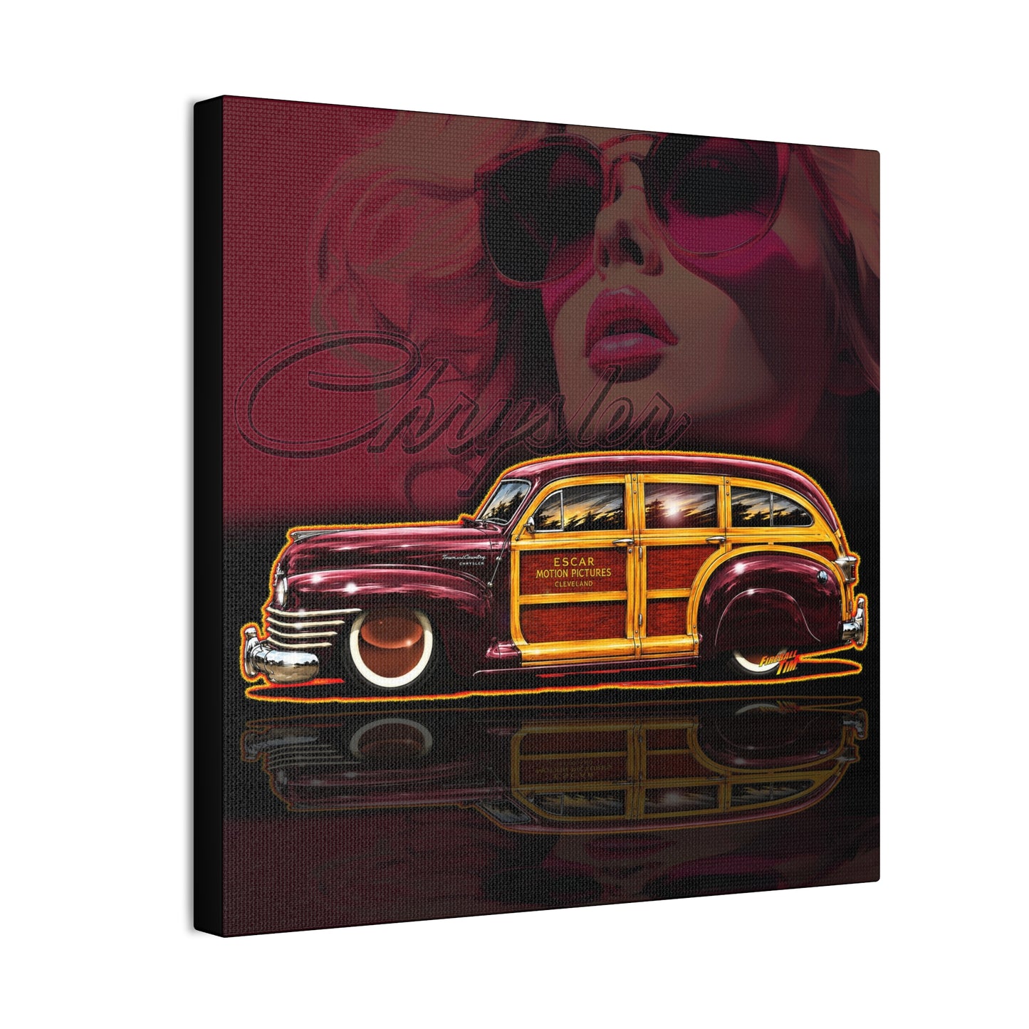 CHRYSLER TOWN & COUNTRY 1942 Collectible Fireball Art Canvas Stretched Print